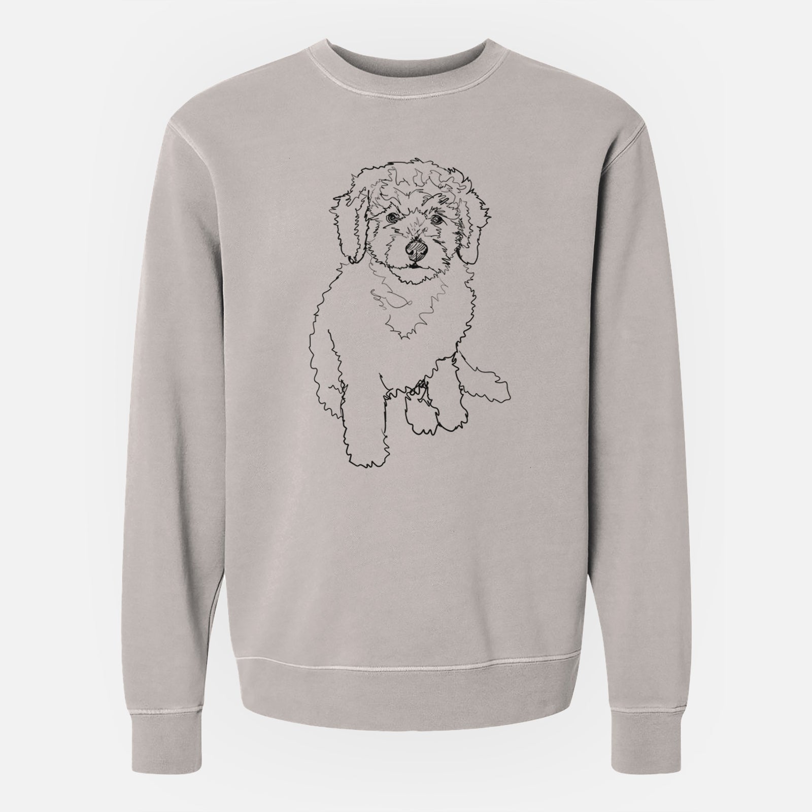 Doodled Puff the Labradoodle Puppy - Unisex Pigment Dyed Crew Sweatshirt
