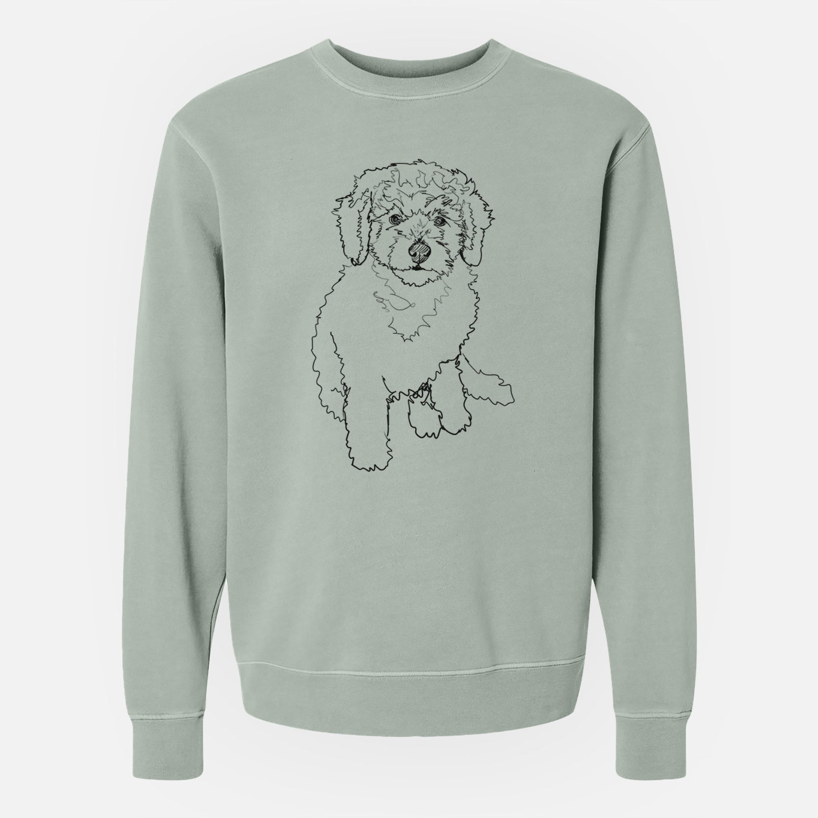 Doodled Puff the Labradoodle Puppy - Unisex Pigment Dyed Crew Sweatshirt