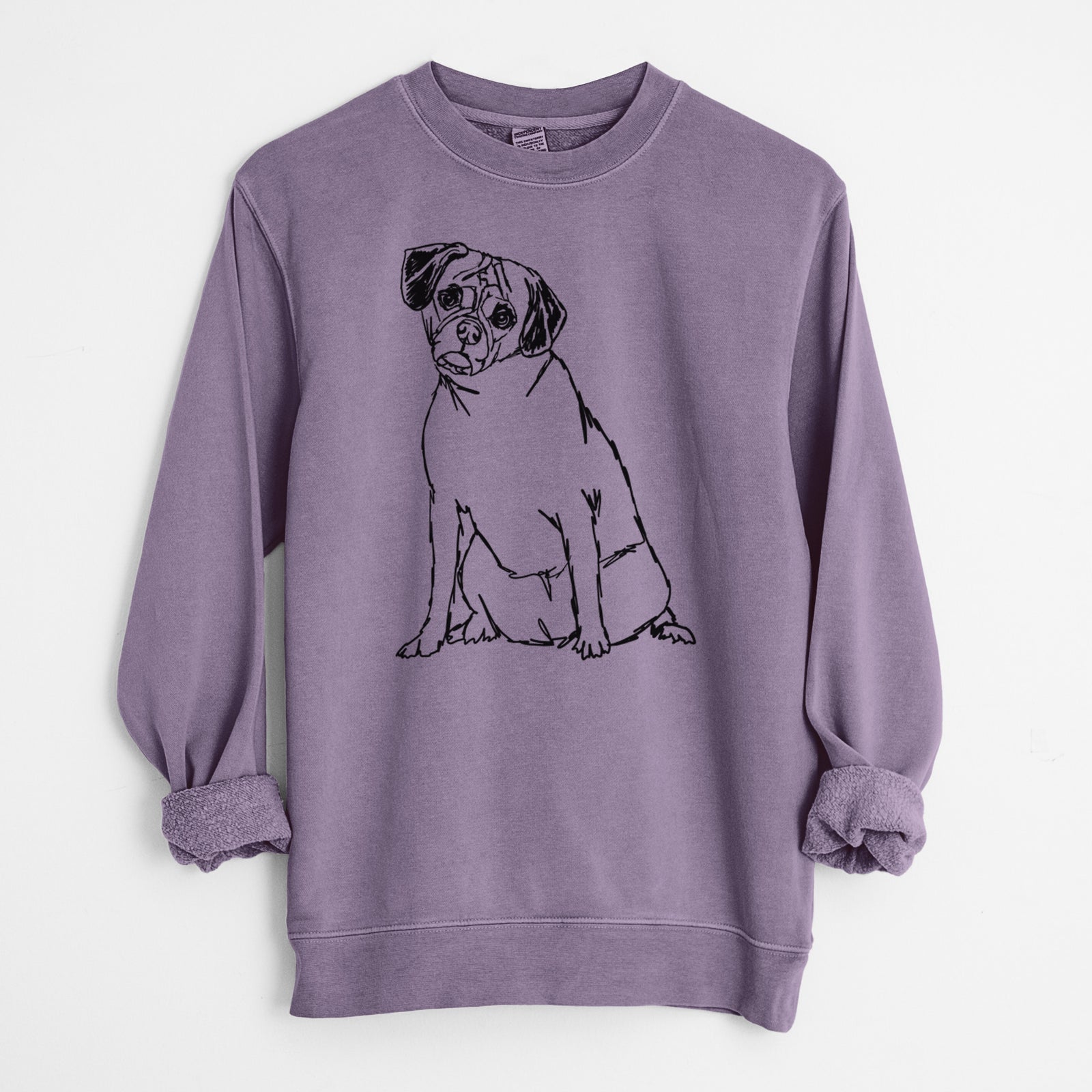 Doodled Puggle the - Unisex Pigment Dyed Crew Sweatshirt