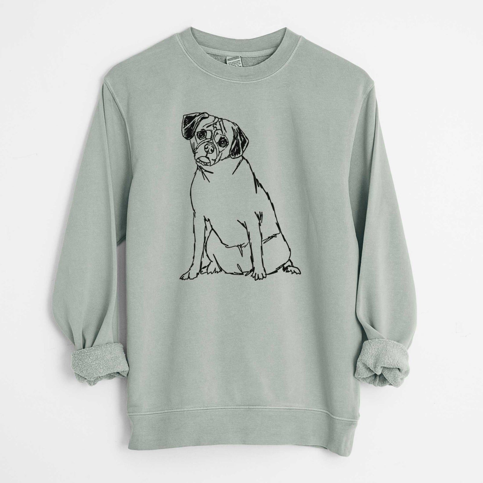 Doodled Puggle the - Unisex Pigment Dyed Crew Sweatshirt