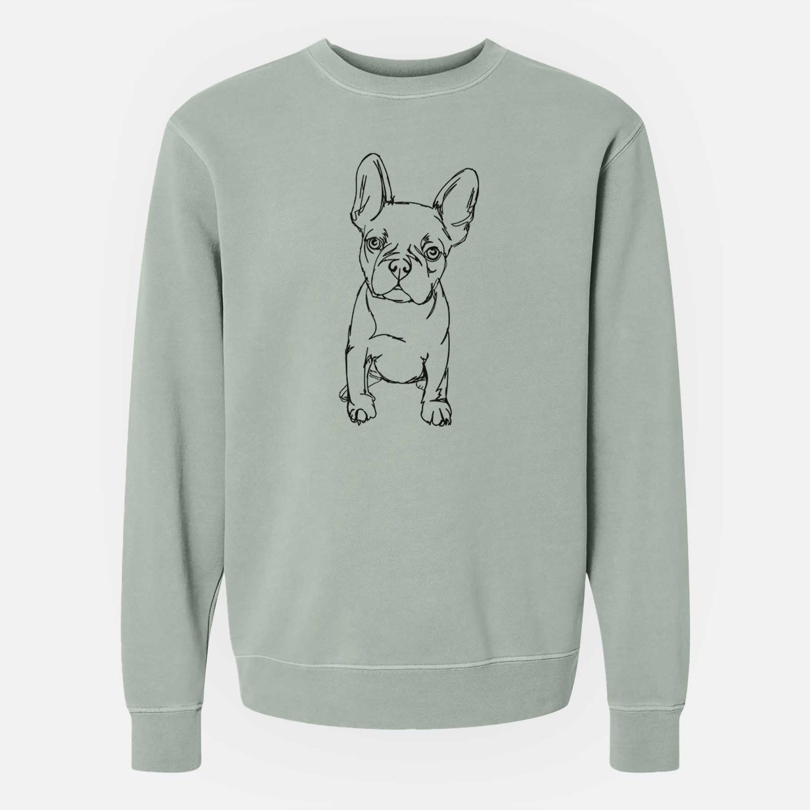 Doodled Franco the French Bulldog Puppy - Unisex Pigment Dyed Crew Sweatshirt