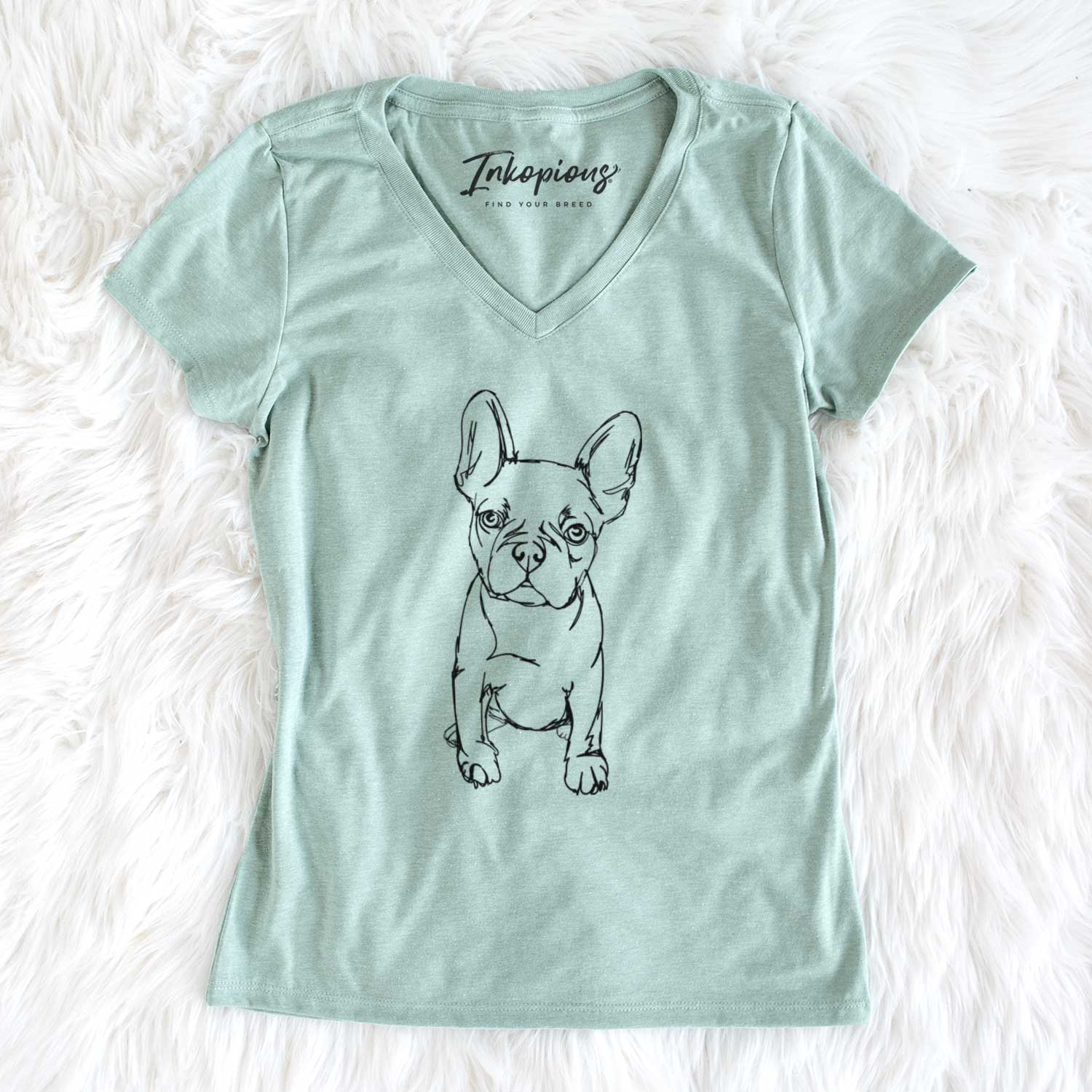 Doodled Franco the French Bulldog Puppy - Women's V-neck Shirt