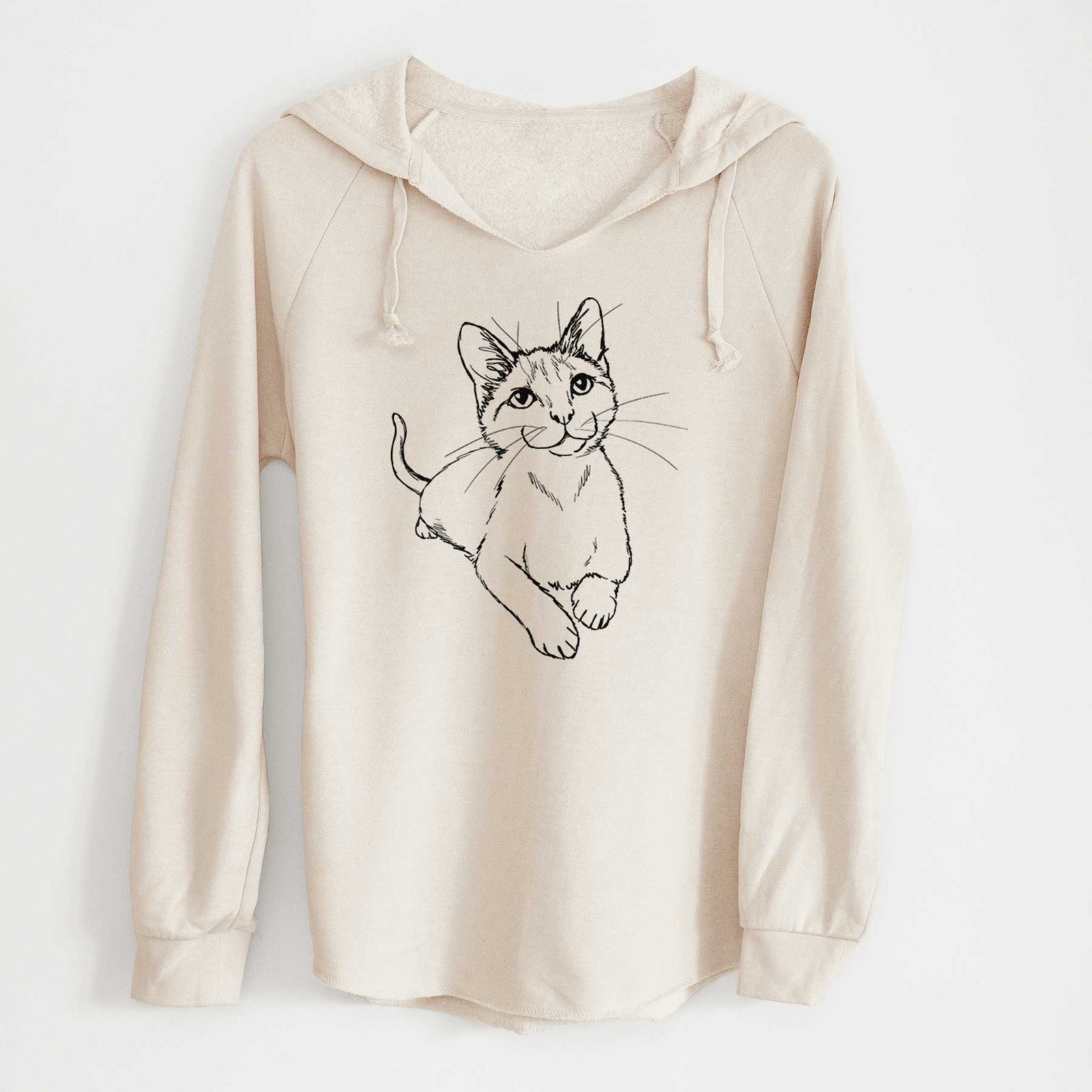 Doodled Quark the Siamese Cat - Cali Wave Hooded Sweatshirt