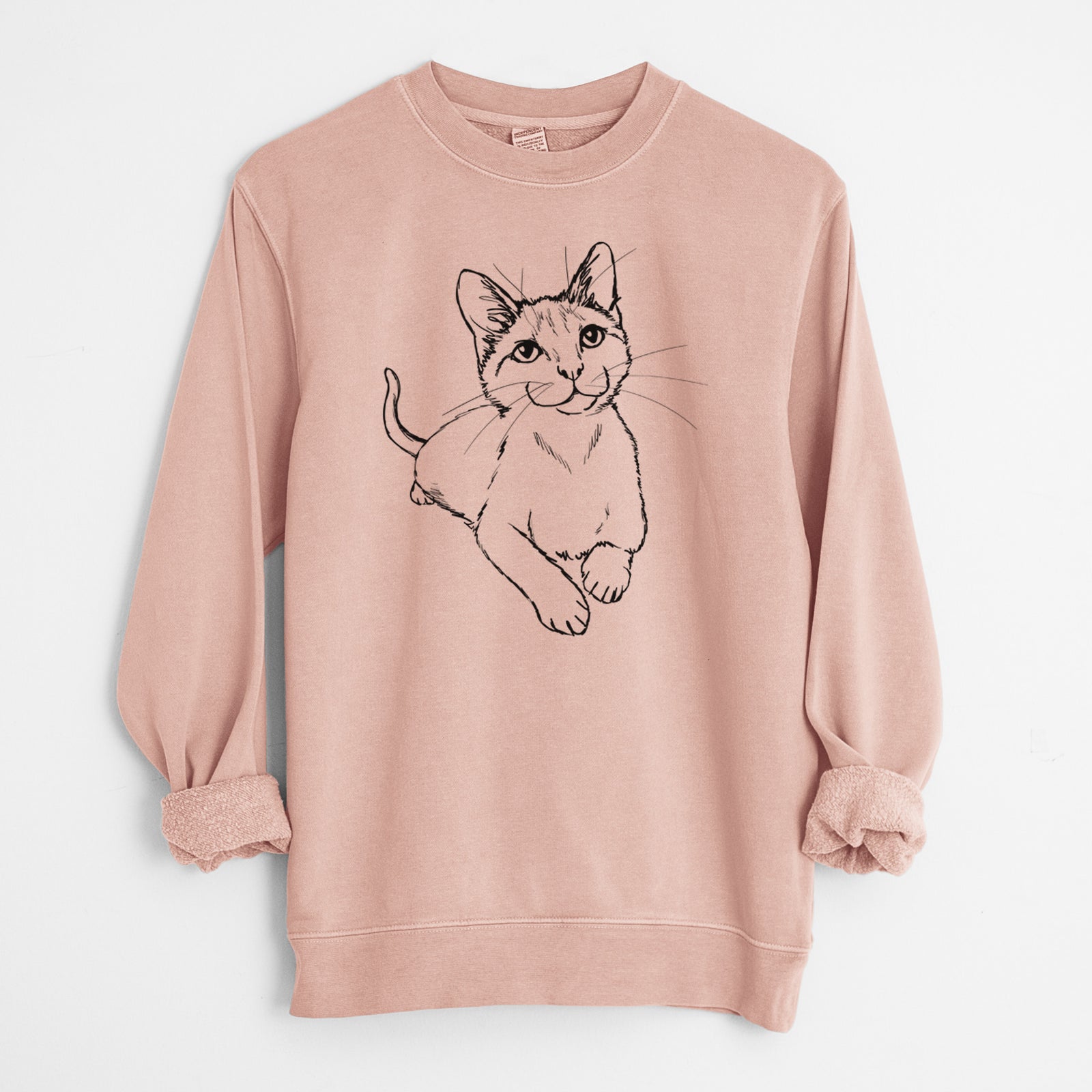 Doodled Quark the Siamese Cat - Unisex Pigment Dyed Crew Sweatshirt