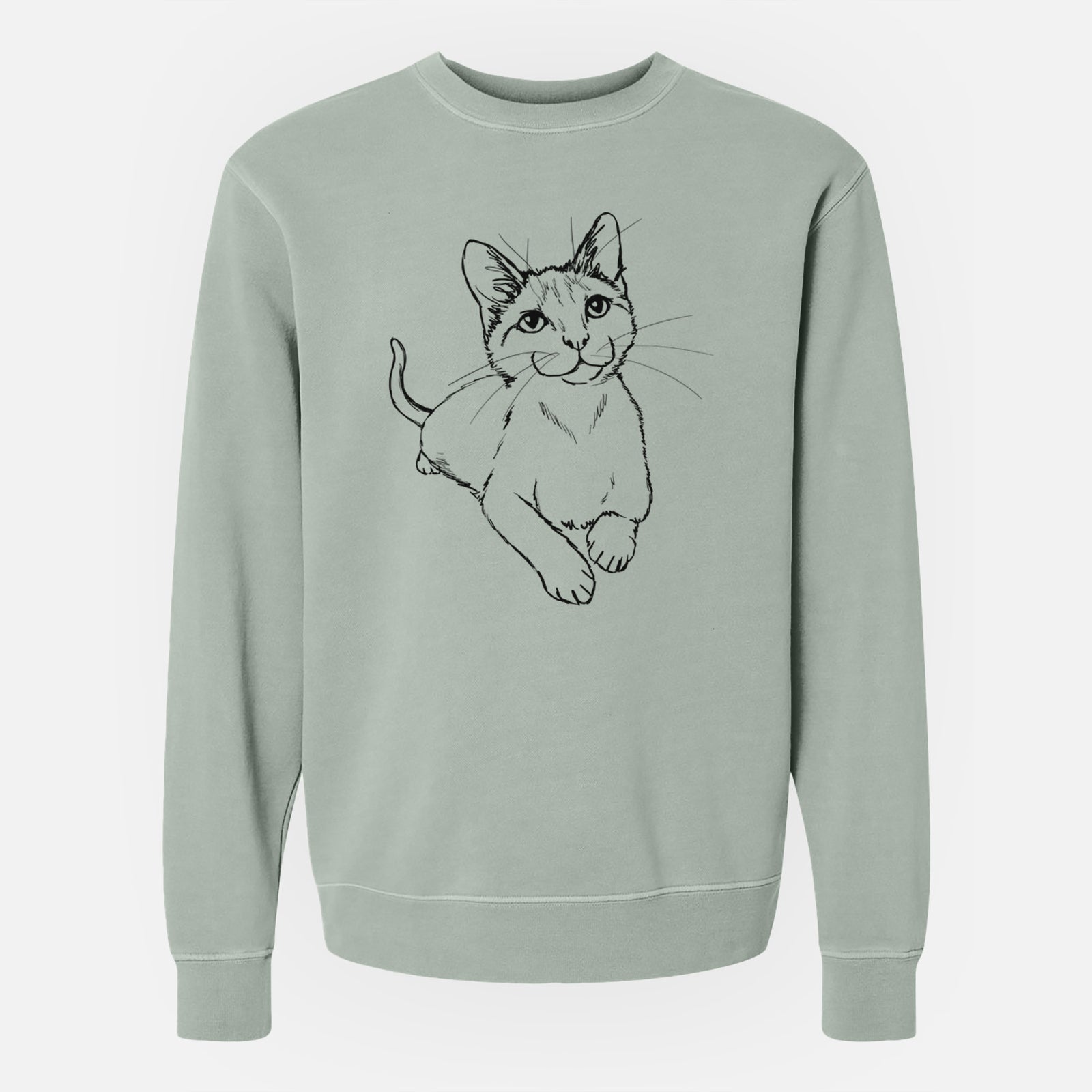 Doodled Quark the Siamese Cat - Unisex Pigment Dyed Crew Sweatshirt