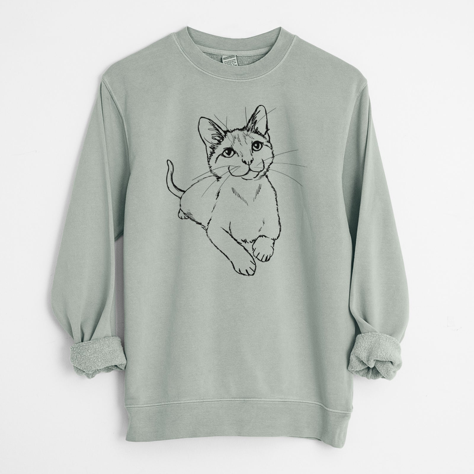 Doodled Quark the Siamese Cat - Unisex Pigment Dyed Crew Sweatshirt