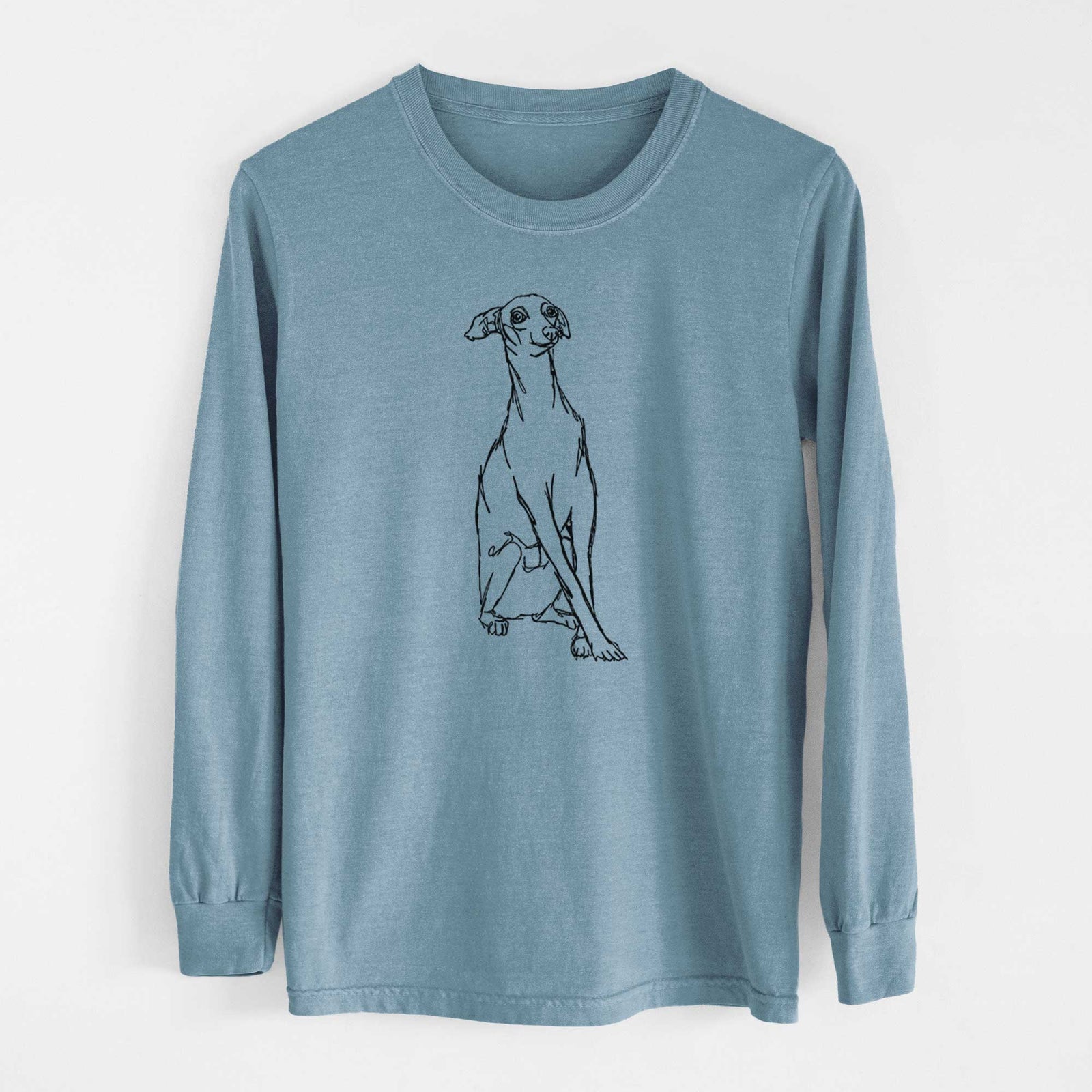 Doodled Queenie the Italian Greyhound - Heavyweight 100% Cotton Long Sleeve