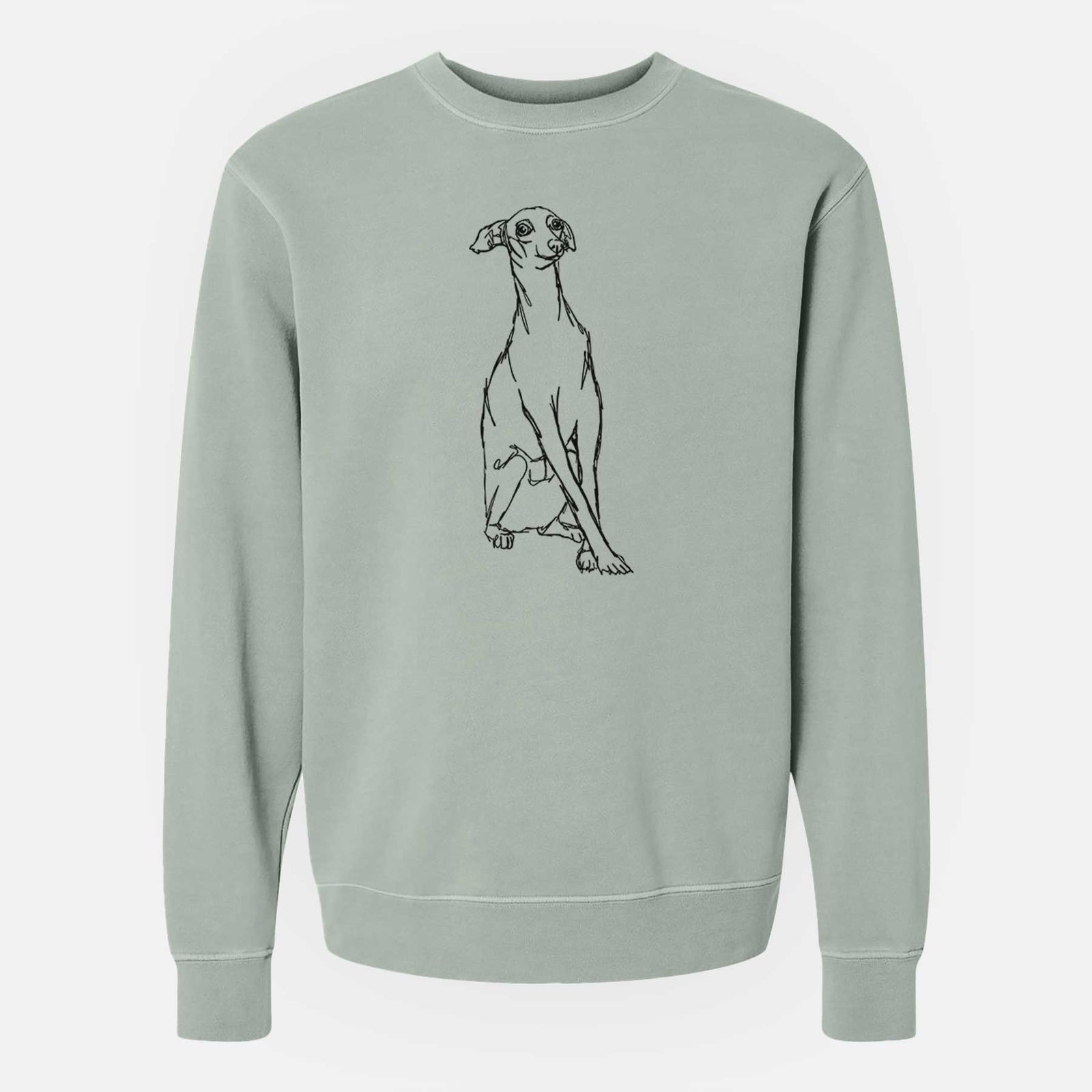 Doodled Queenie the Italian Greyhound - Unisex Pigment Dyed Crew Sweatshirt