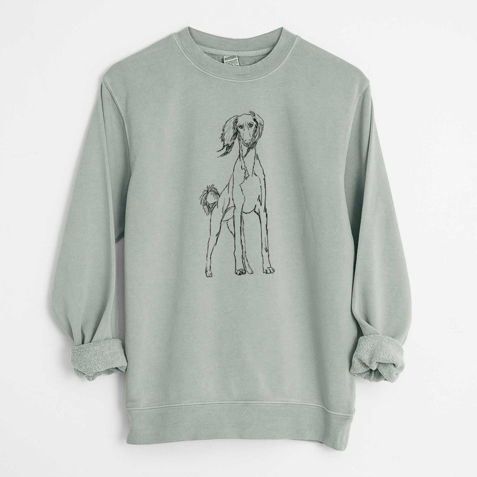 Doodled Ramses the Saluki - Unisex Pigment Dyed Crew Sweatshirt