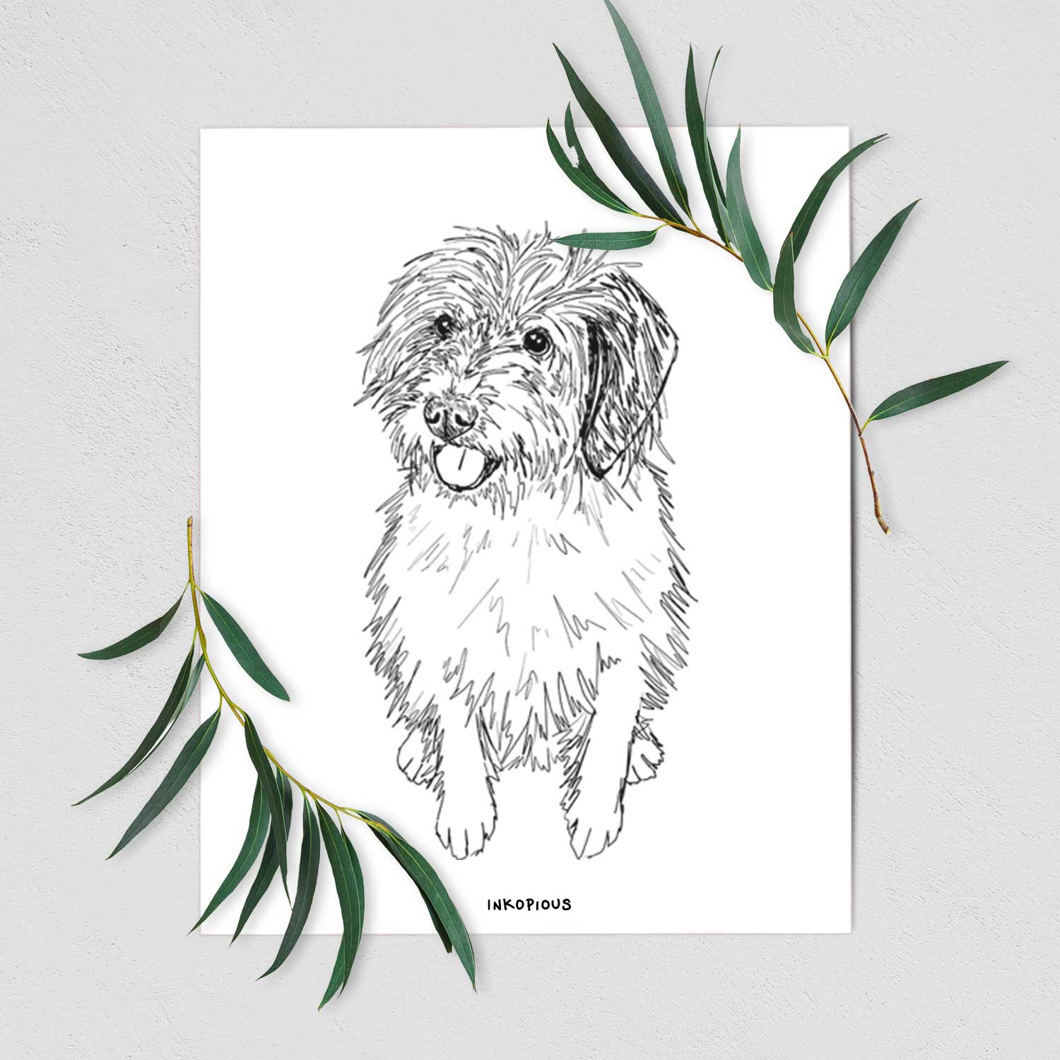 Doodled Rascal the Mixed Breed Art Print