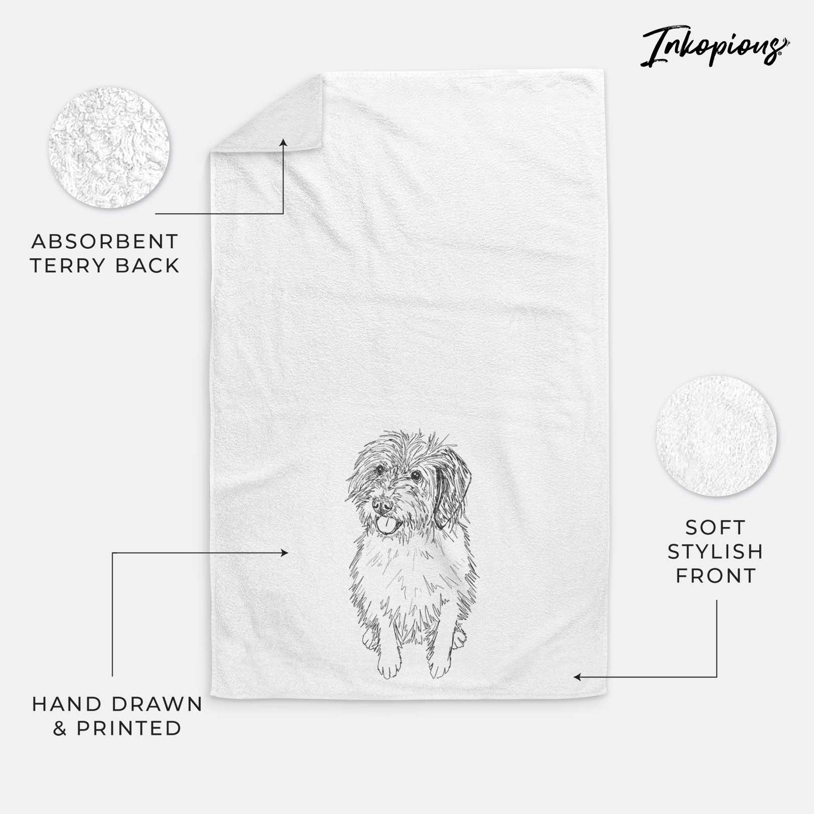 Doodled Rascal the Mixed Breed Decorative Hand Towel