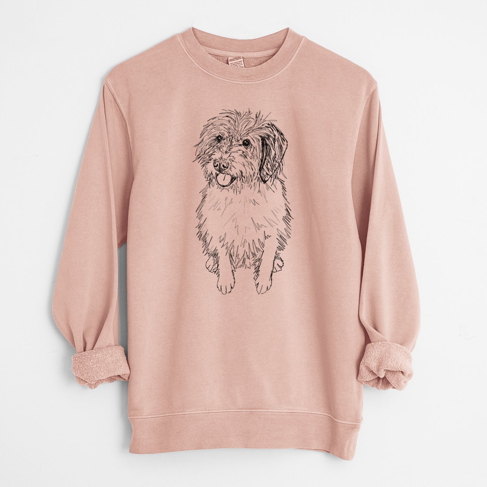 Doodled Rascal the Mixed Breed - Unisex Pigment Dyed Crew Sweatshirt