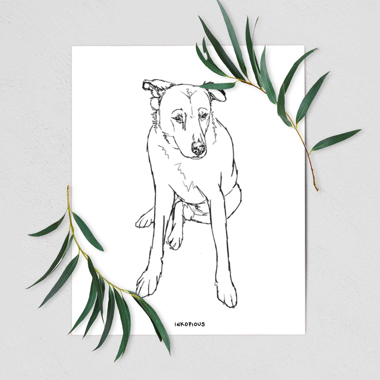 Doodled Red the Mixed Breed Art Print
