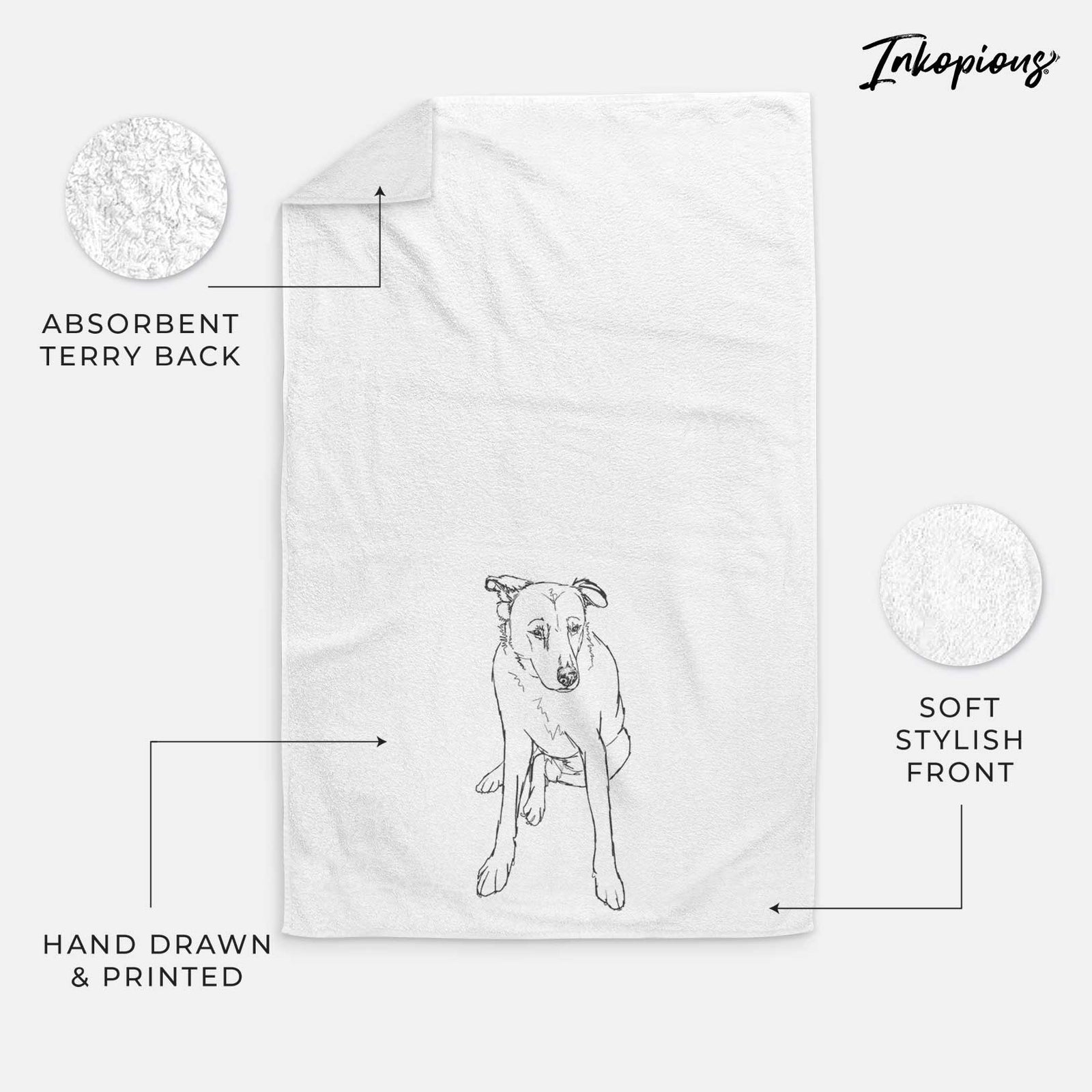 Doodled Red the Mixed Breed Decorative Hand Towel