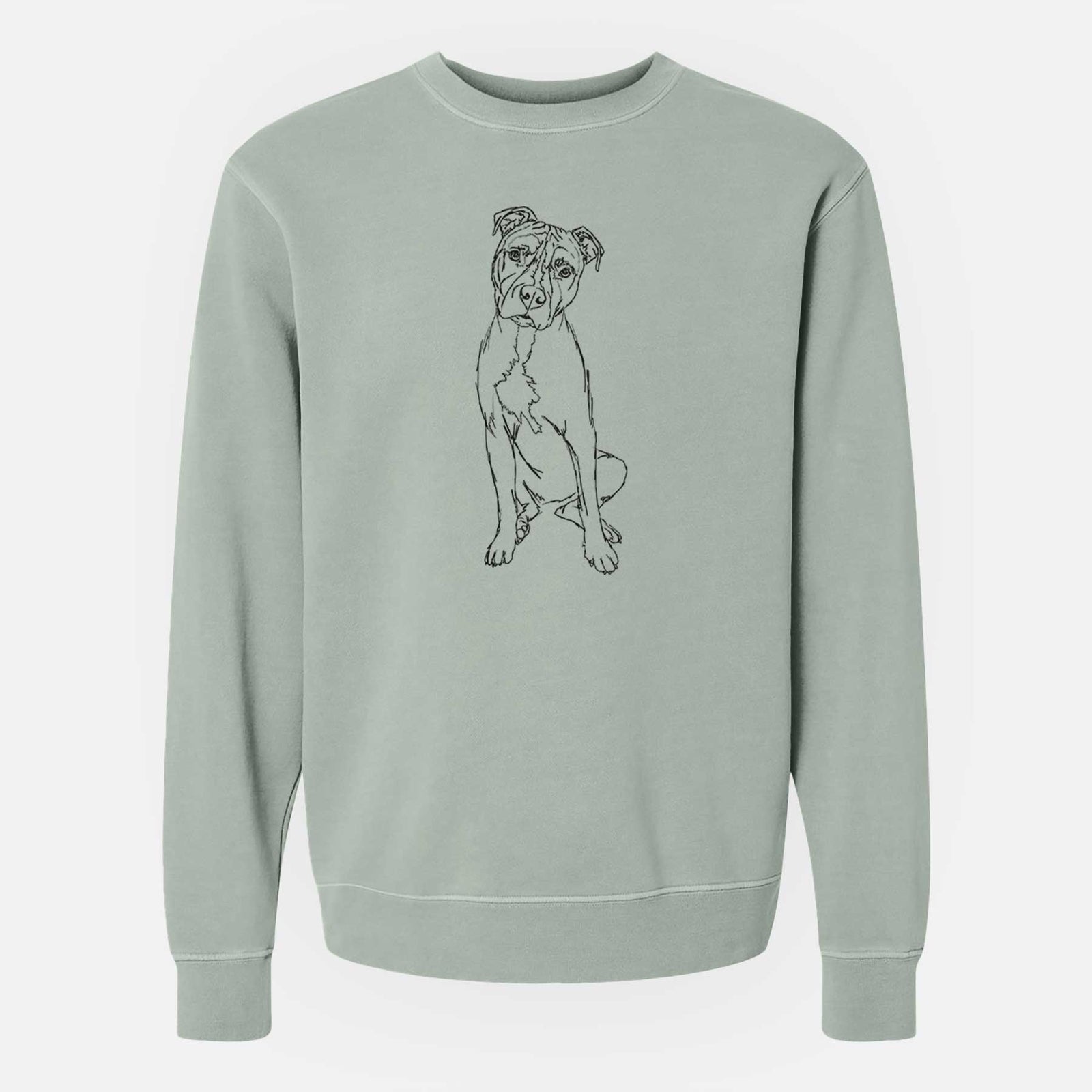 Doodled Reggie the American Staffordshire Terrier - Unisex Pigment Dyed Crew Sweatshirt