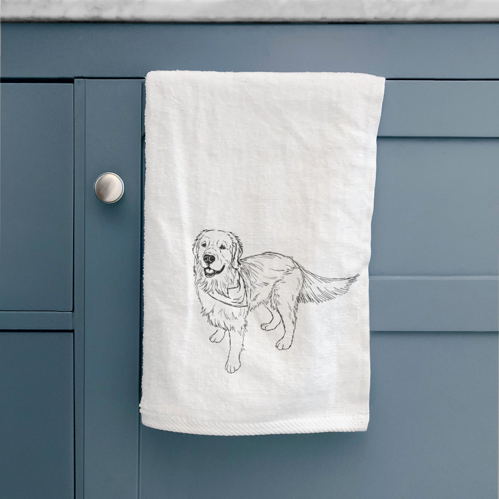 Doodled Reggie the Golden Retriever Decorative Hand Towel