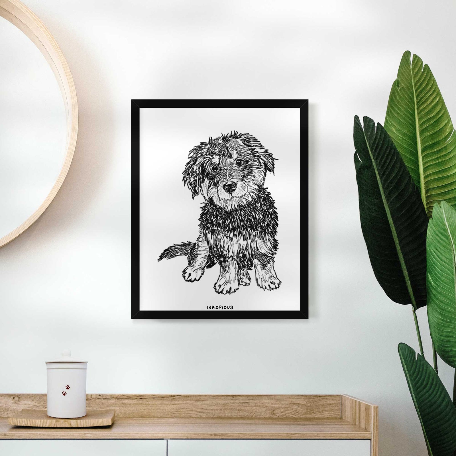 Doodled Remy the Mini Bernedoodle Art Print