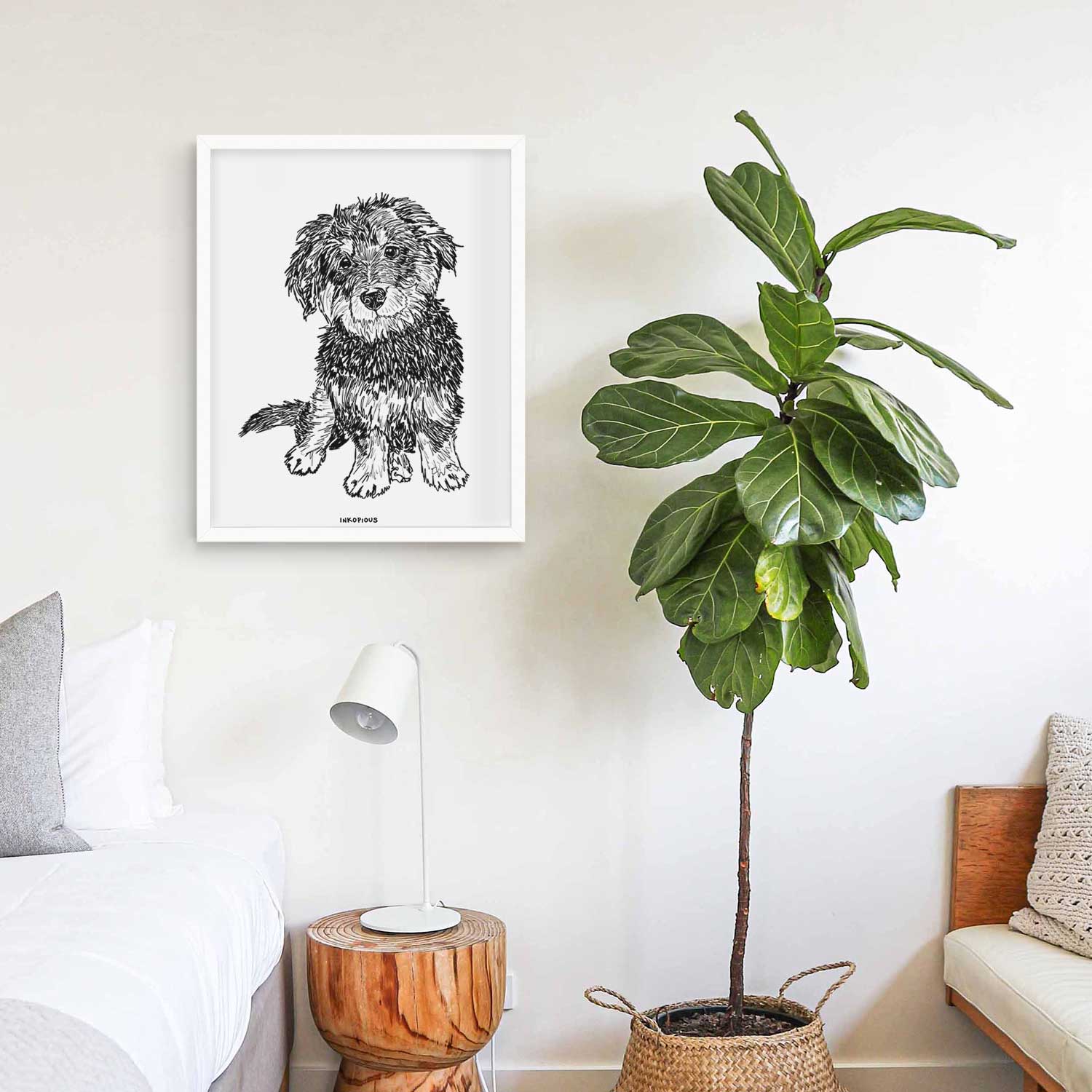 Doodled Remy the Mini Bernedoodle Art Print