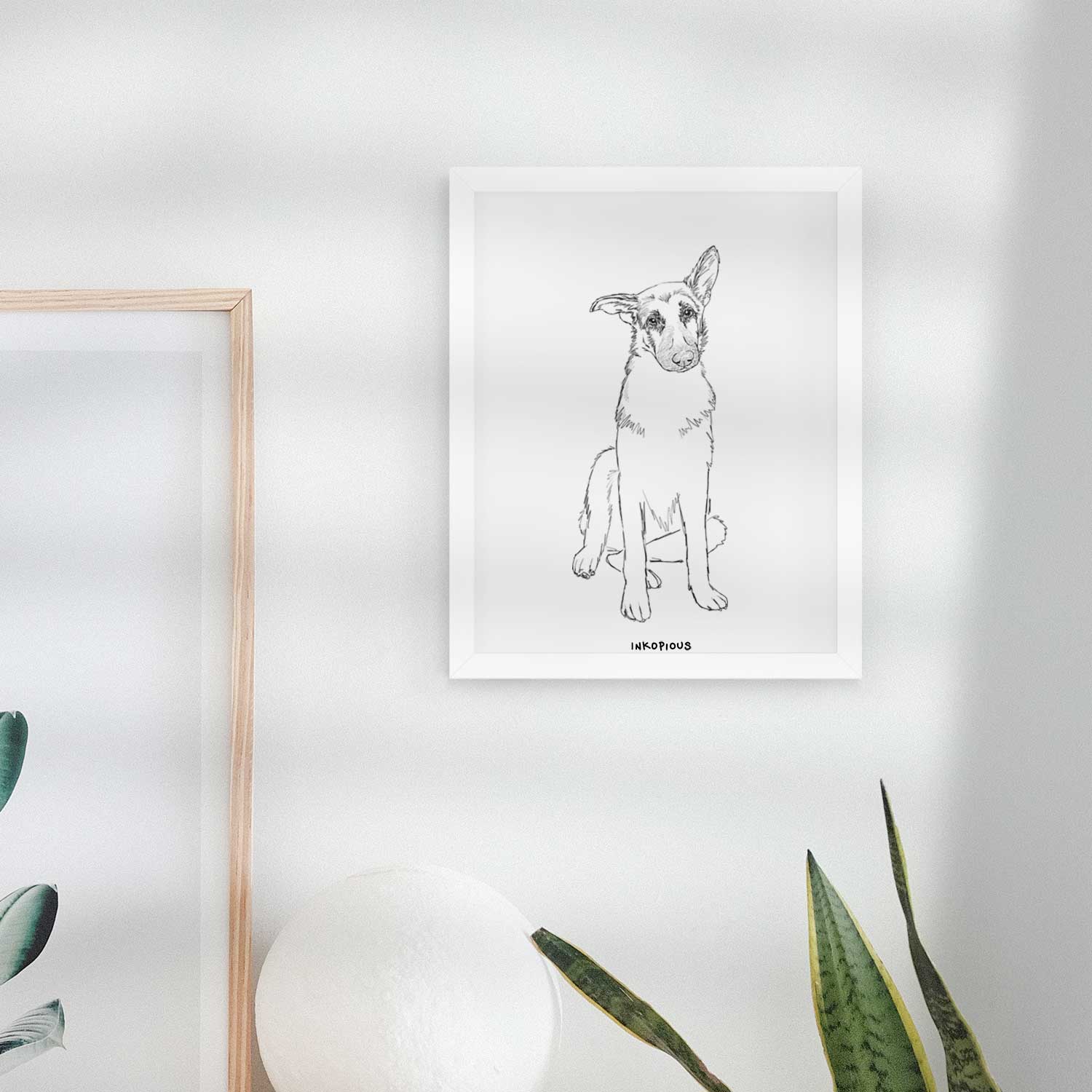 Doodled Riley the German Shepherd Art Print