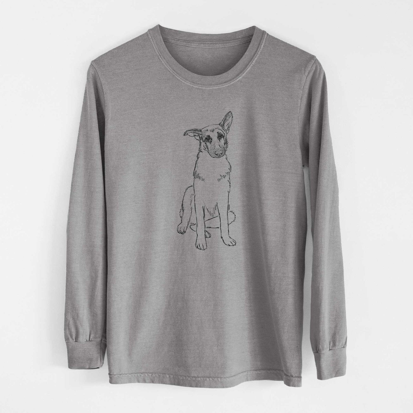 Doodled Riley the German Shepherd - Heavyweight 100% Cotton Long Sleeve