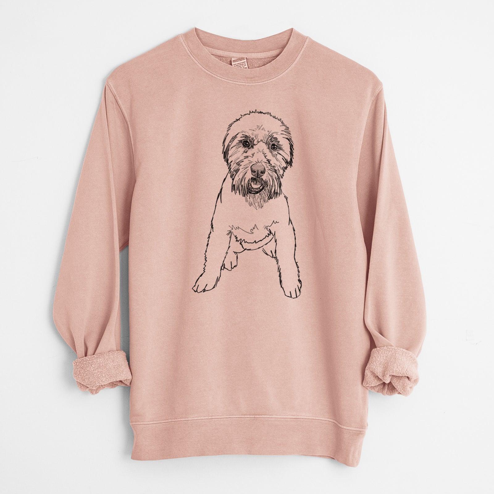 Doodled Riona the Soft Coated Wheaten Terrier - Unisex Pigment Dyed Crew Sweatshirt