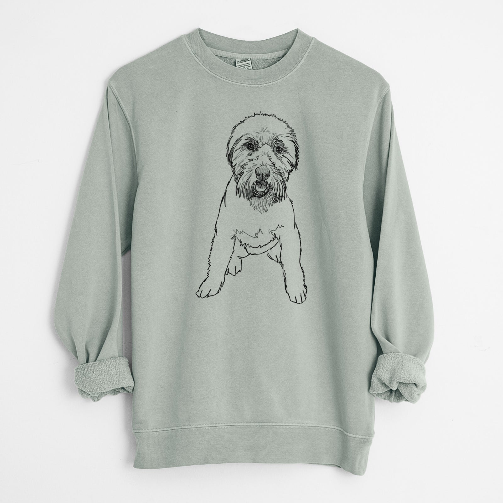 Doodled Riona the Soft Coated Wheaten Terrier - Unisex Pigment Dyed Crew Sweatshirt