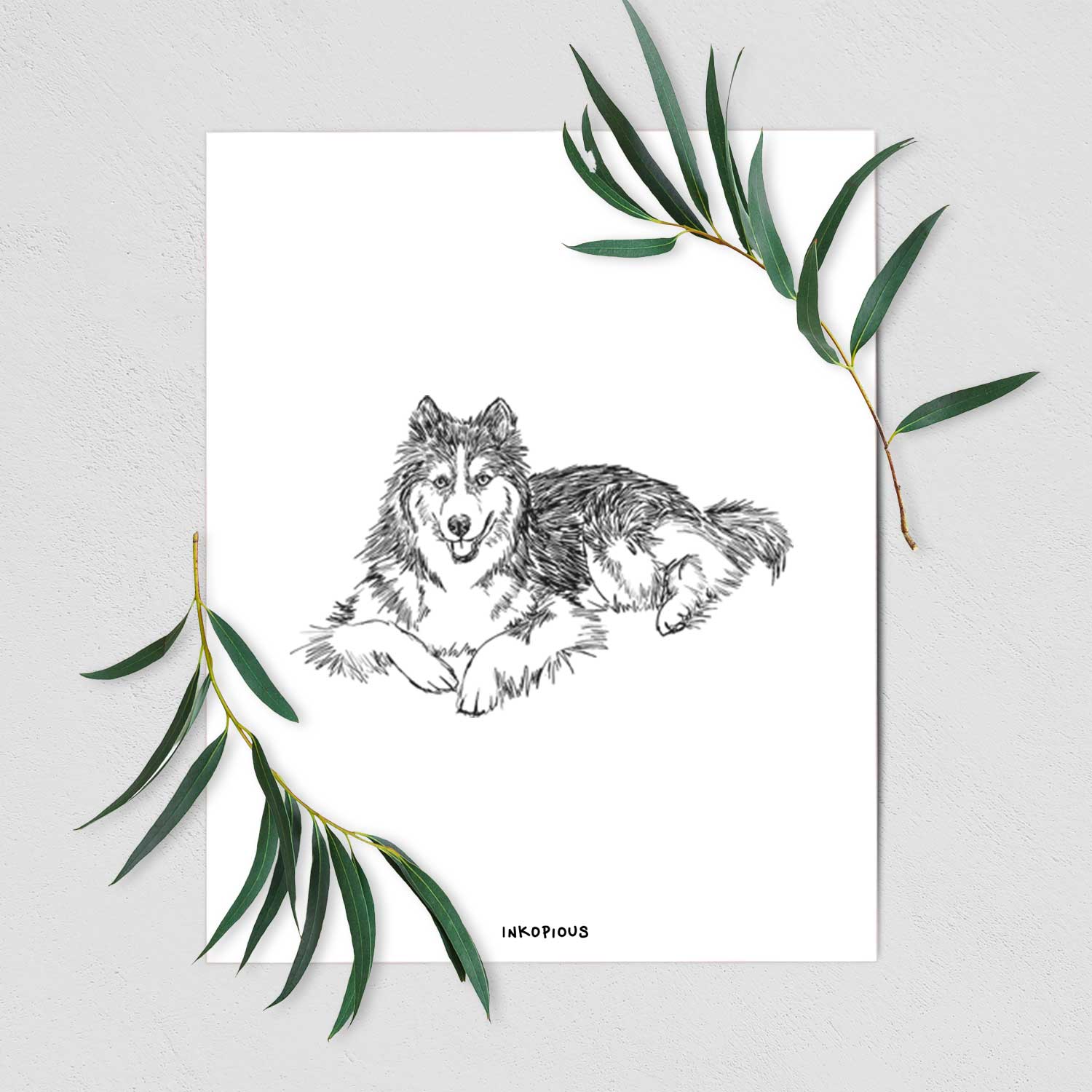 Doodled Ripley the Siberian Husky Art Print