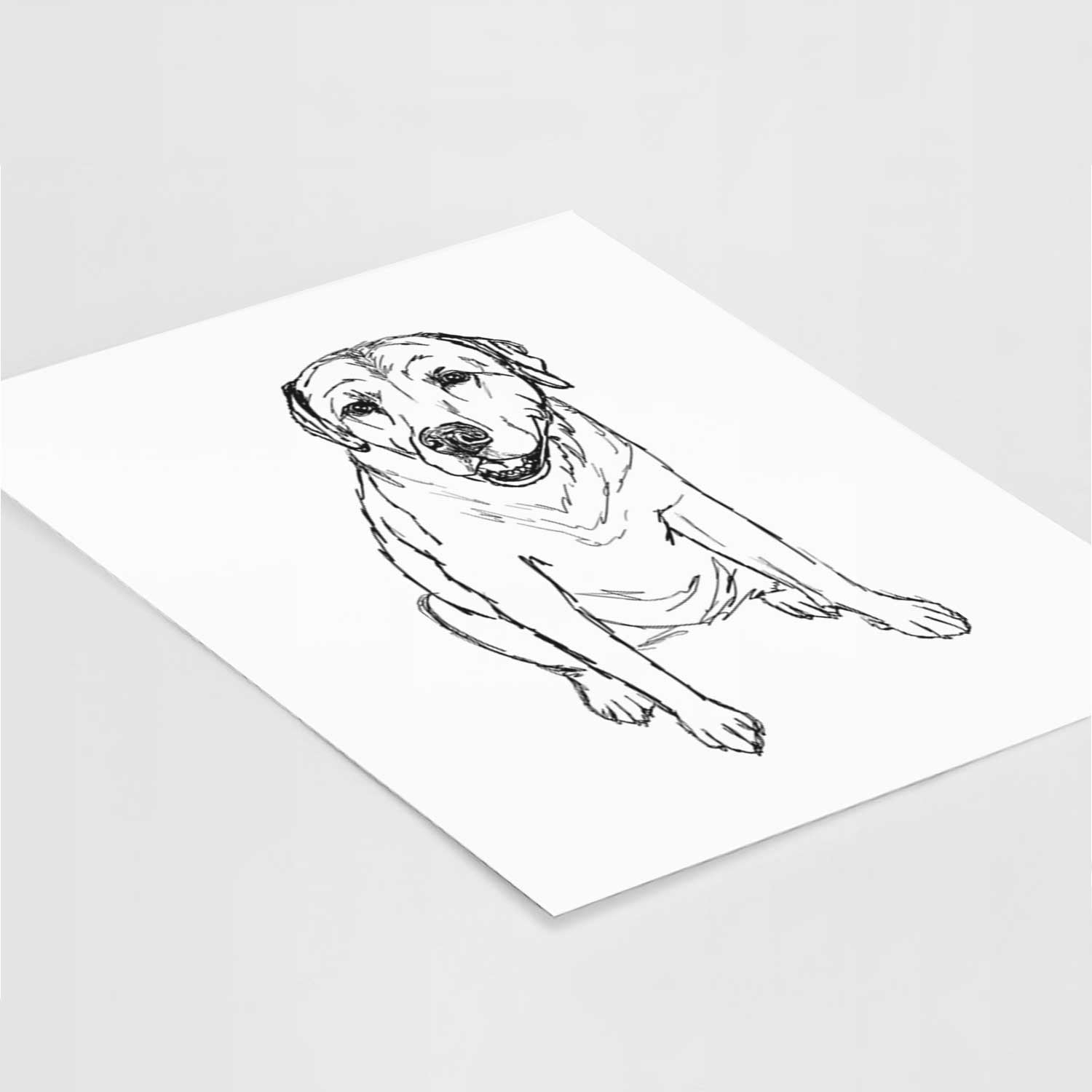 Doodled Rocky the Yellow Lab Art Print