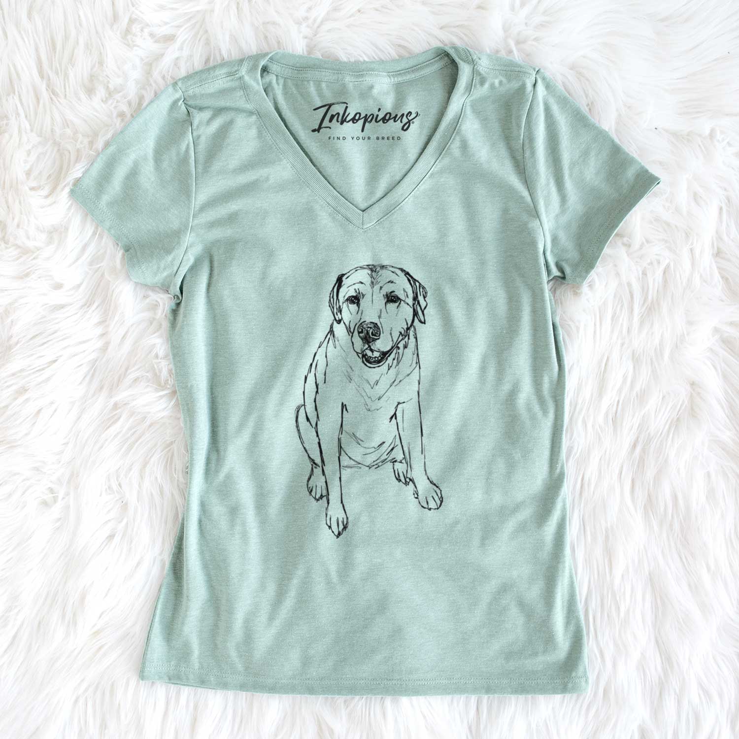 Doodled Rocky the Yellow Lab - Women's V-neck Shirt