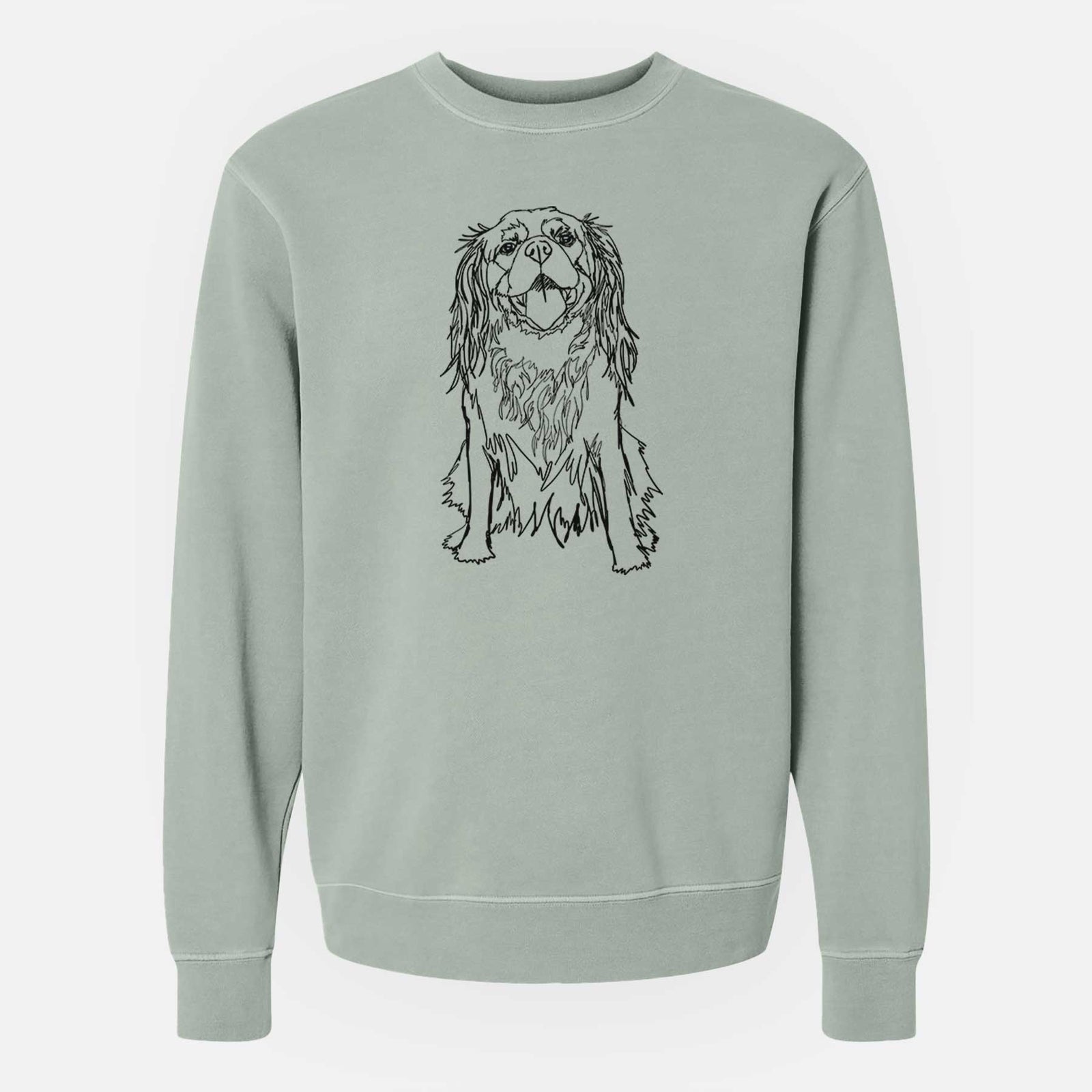 Doodled Roo the Cavalier King Charles Spaniel - Unisex Pigment Dyed Crew Sweatshirt