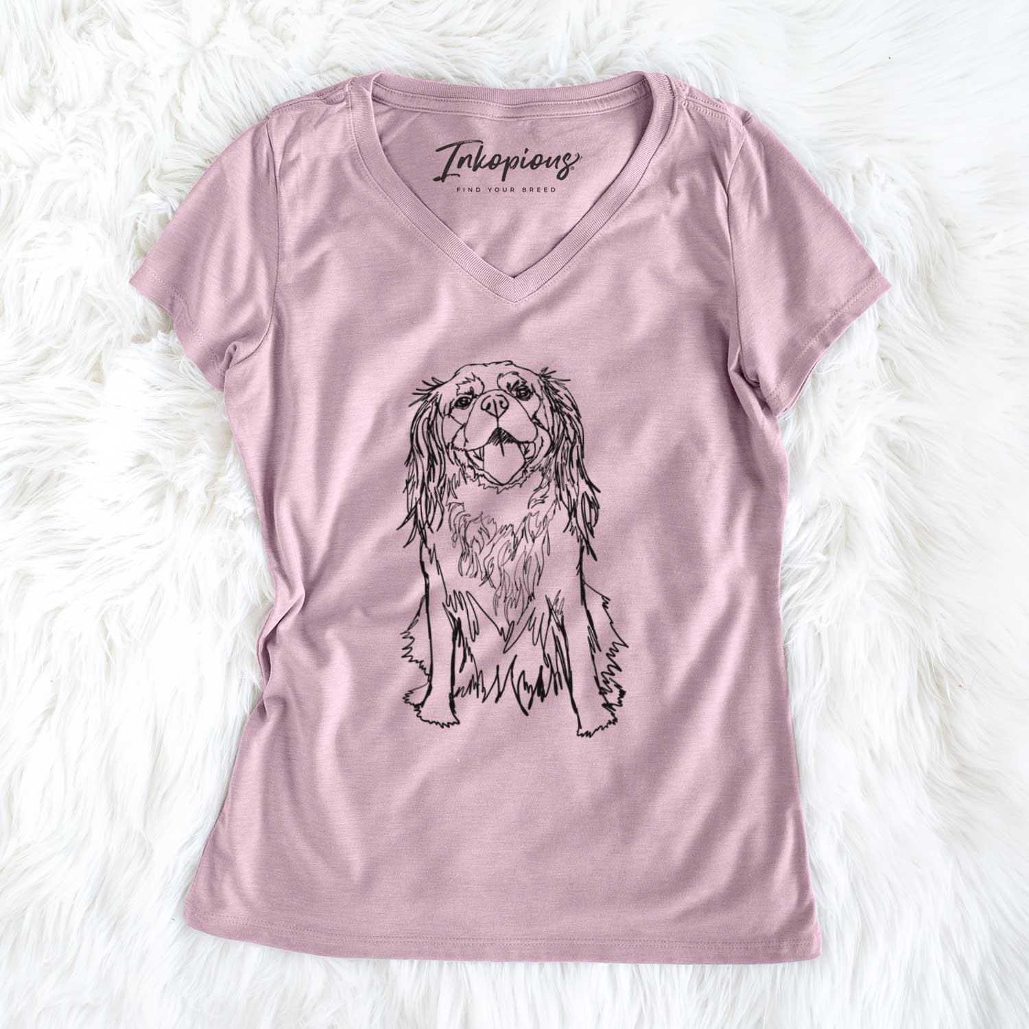 Doodled Roo the Cavalier King Charles Spaniel - Women's V-neck Shirt