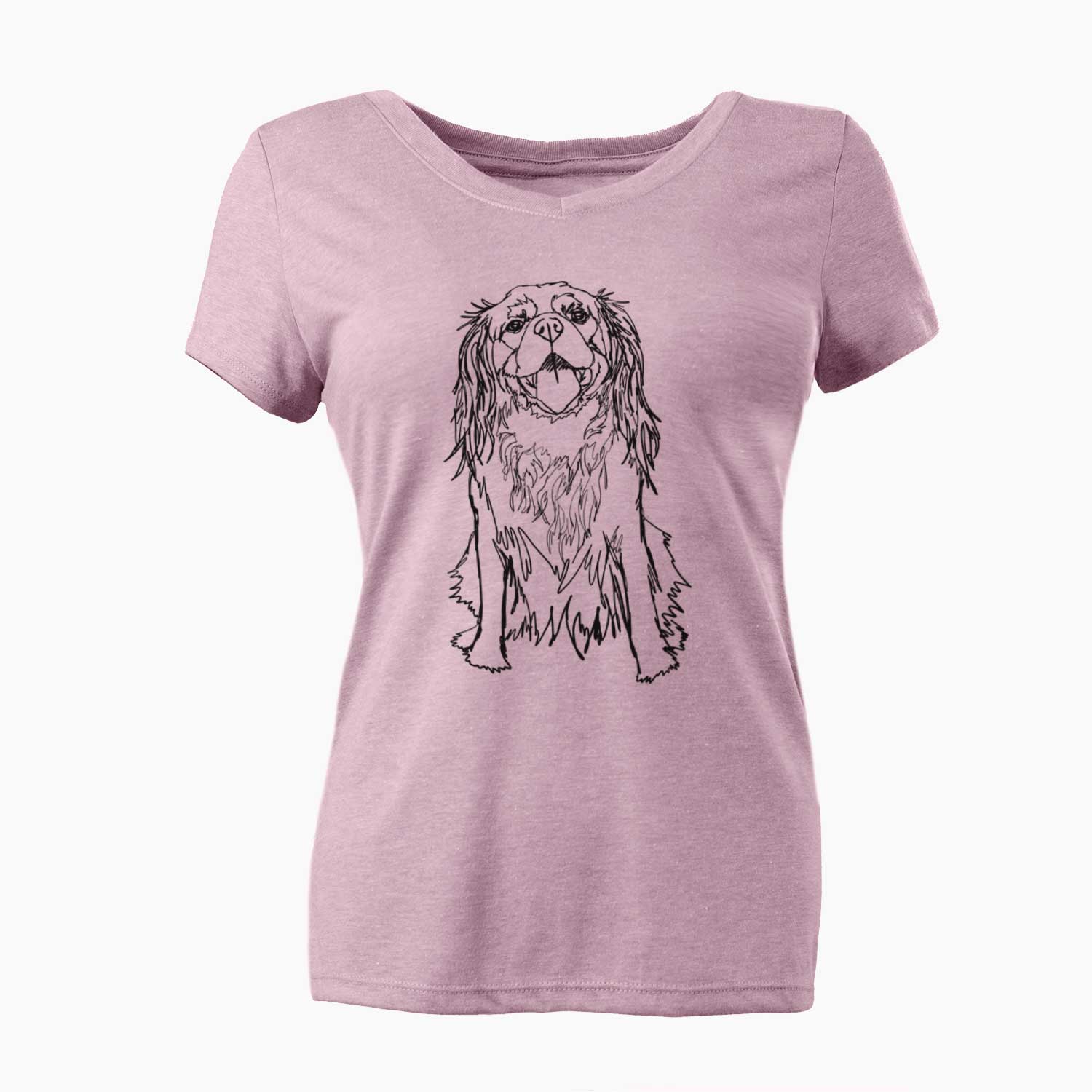 Doodled Roo the Cavalier King Charles Spaniel - Women's V-neck Shirt
