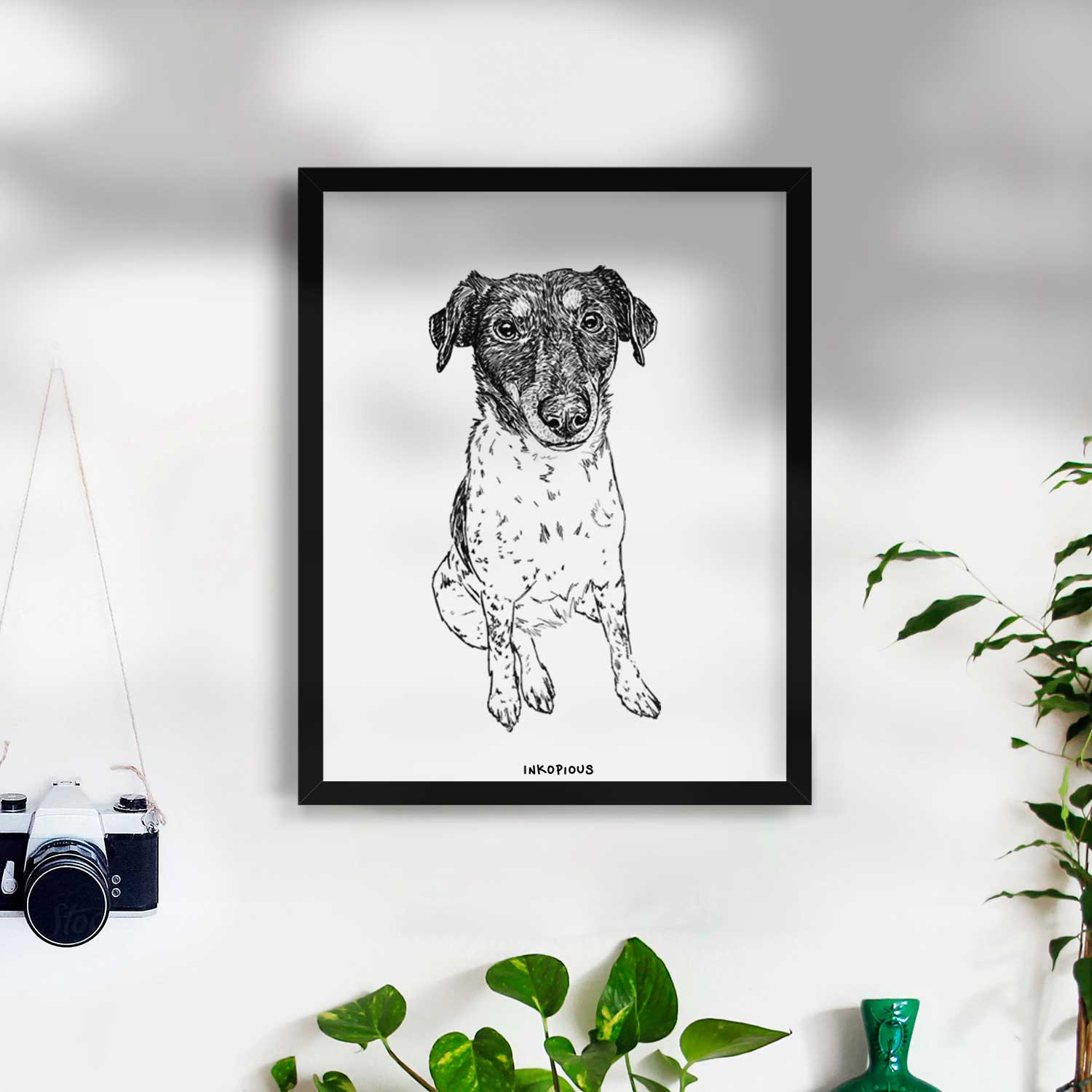 Doodled Rosie the Terrier Mix Art Print