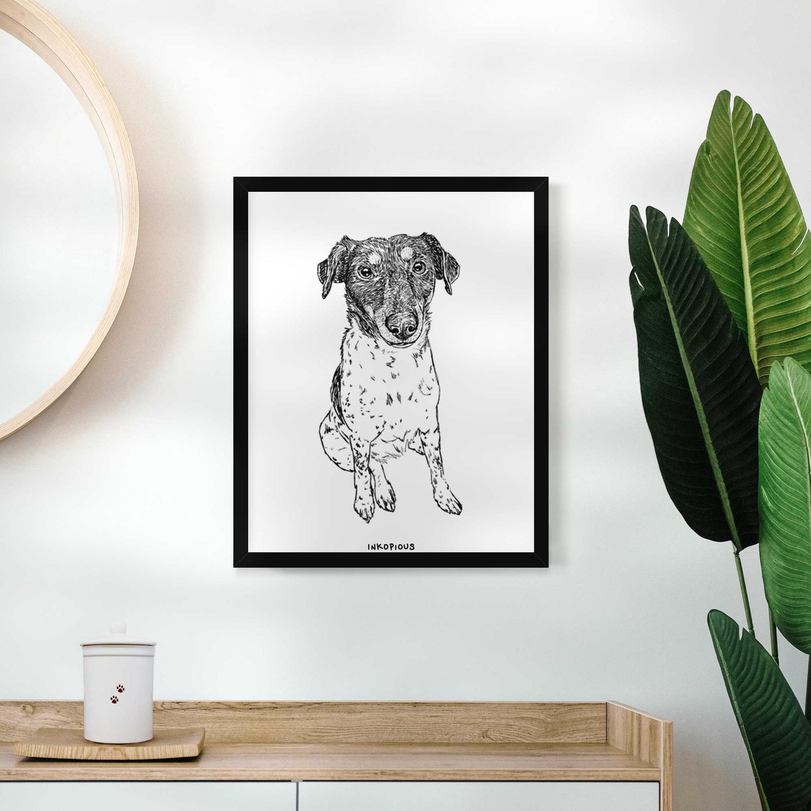 Doodled Rosie the Terrier Mix Art Print