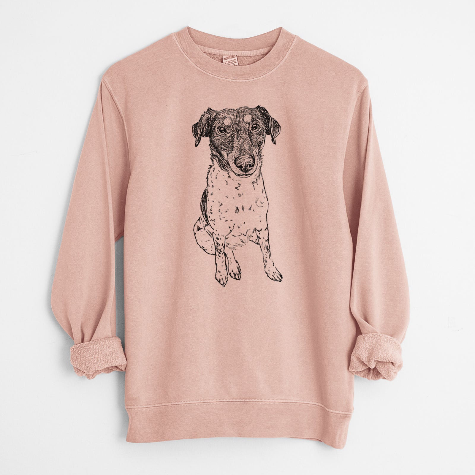 Doodled Rosie the Terrier Mix - Unisex Pigment Dyed Crew Sweatshirt