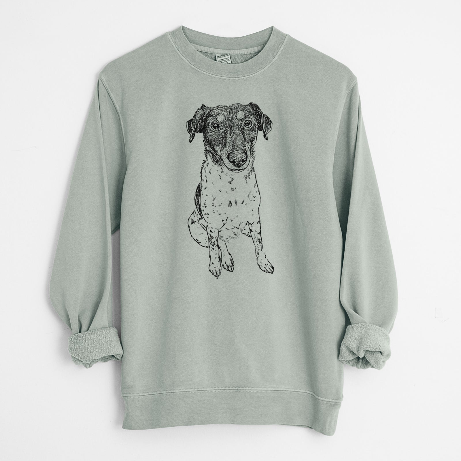 Doodled Rosie the Terrier Mix - Unisex Pigment Dyed Crew Sweatshirt