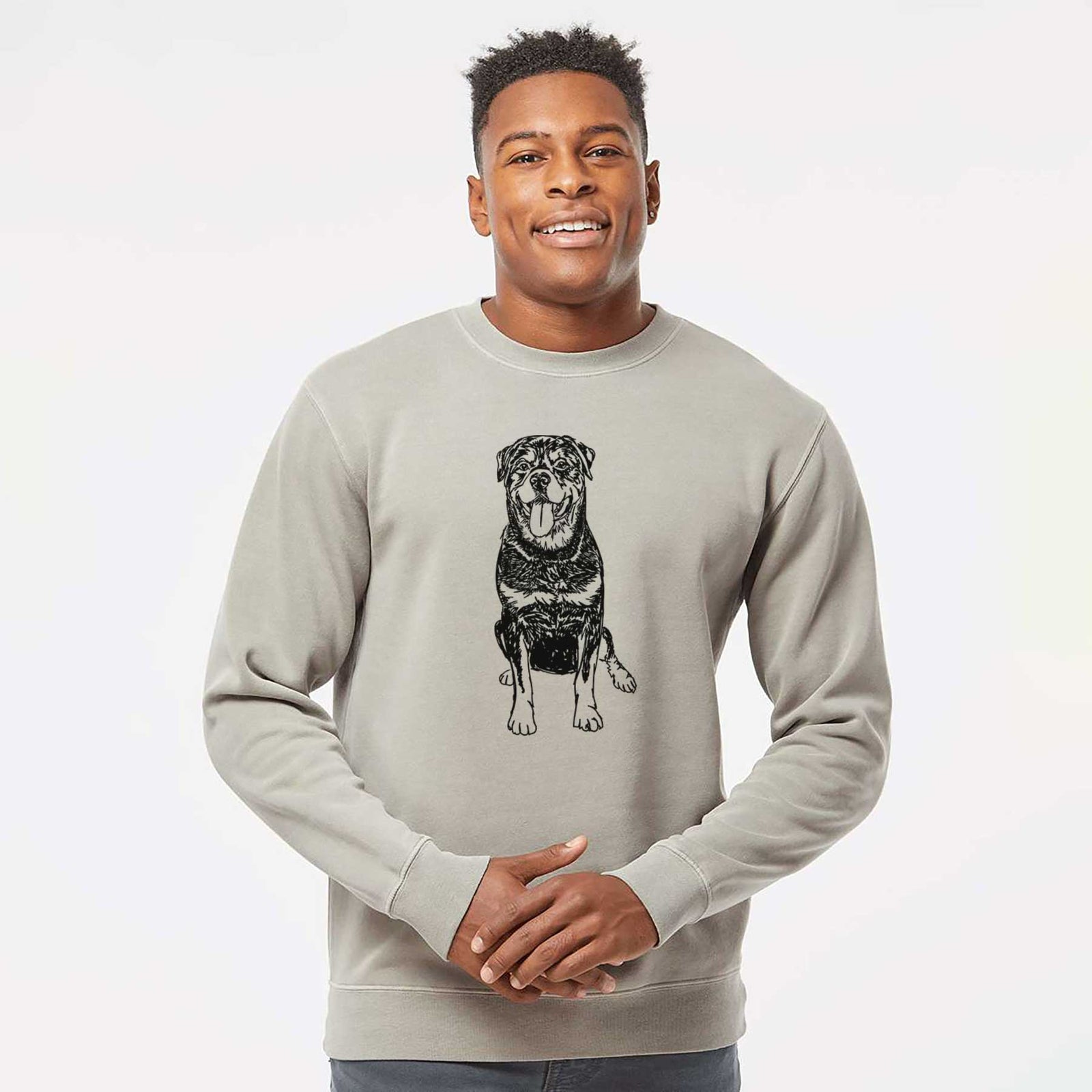 Doodled Rottweiler the - Unisex Pigment Dyed Crew Sweatshirt