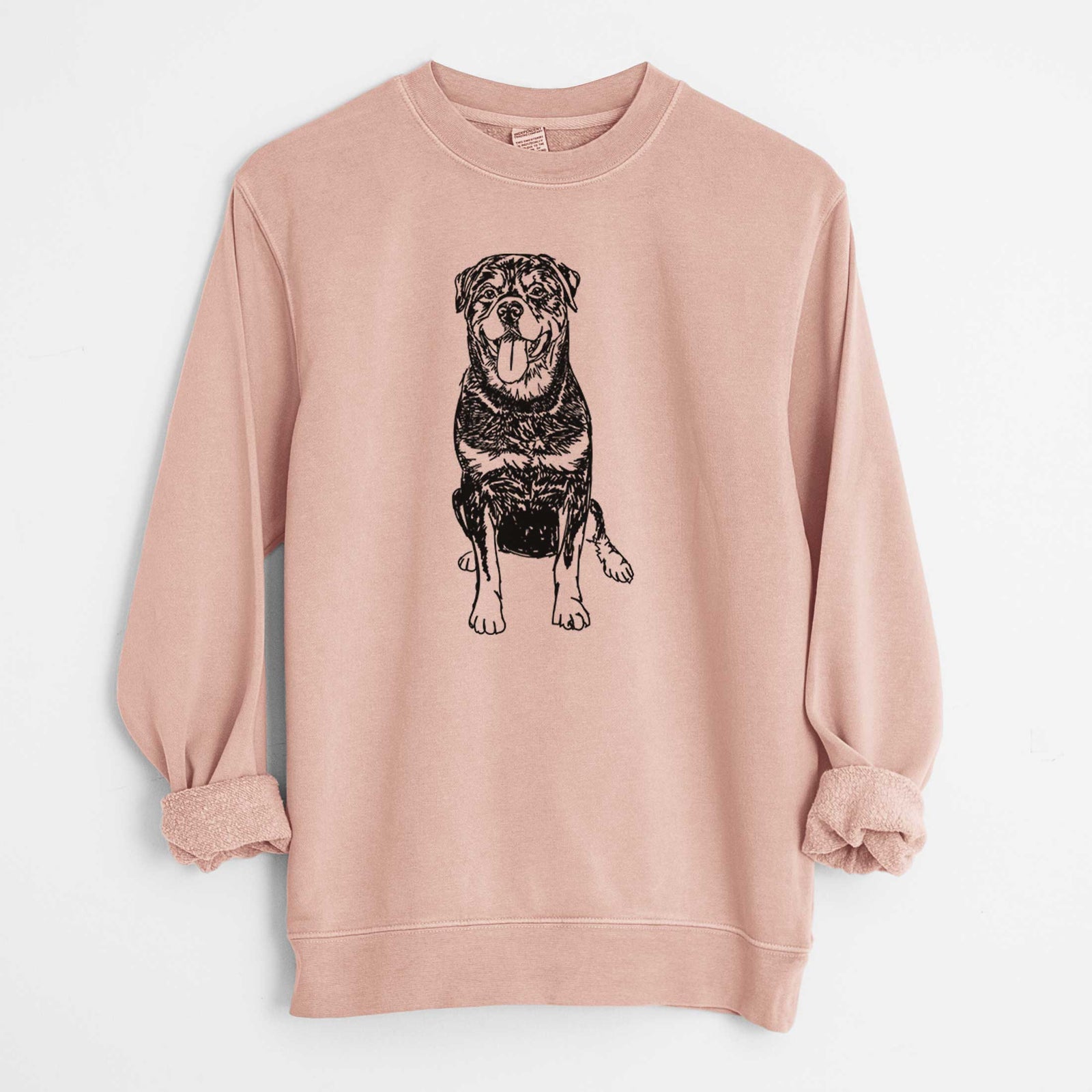 Doodled Rottweiler the - Unisex Pigment Dyed Crew Sweatshirt