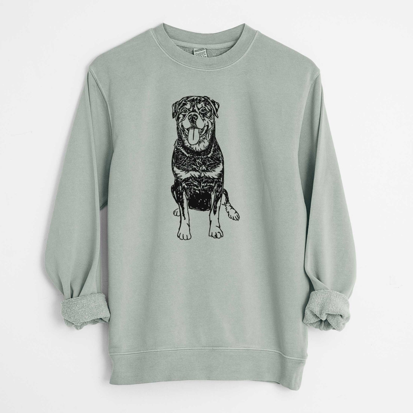Doodled Rottweiler the - Unisex Pigment Dyed Crew Sweatshirt