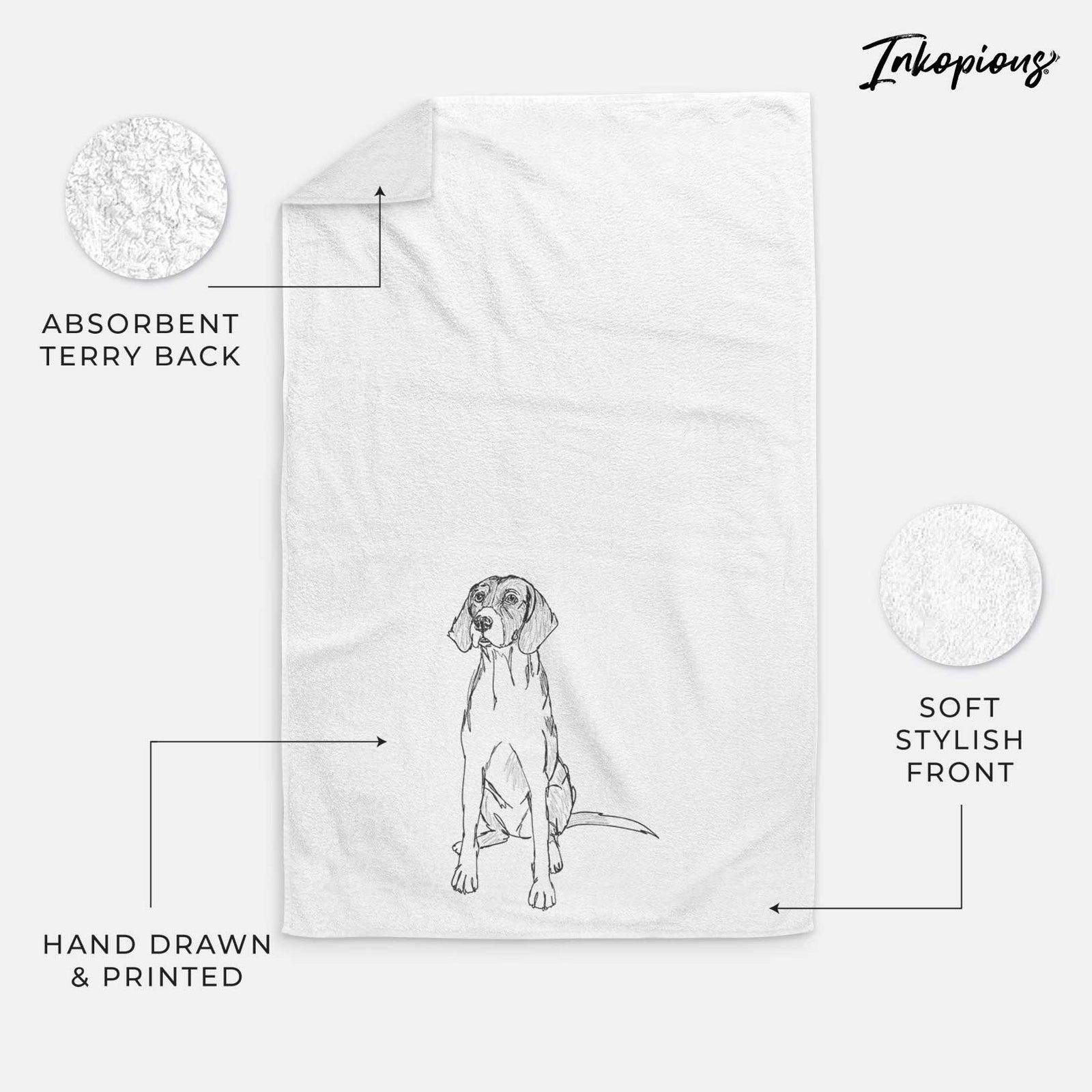 Doodled Rox the American Foxhound Decorative Hand Towel