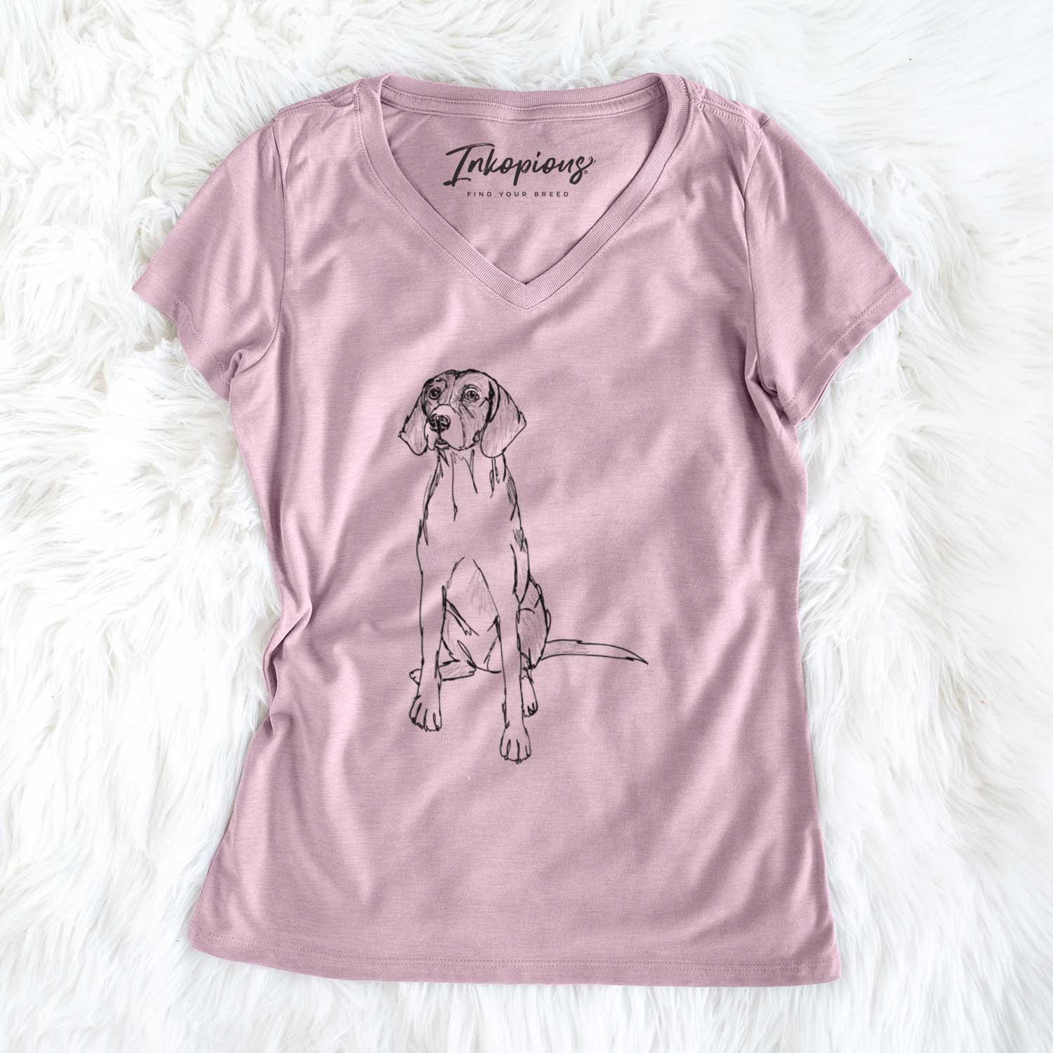 Doodled Rox the American Foxhound - Women's V-neck Shirt