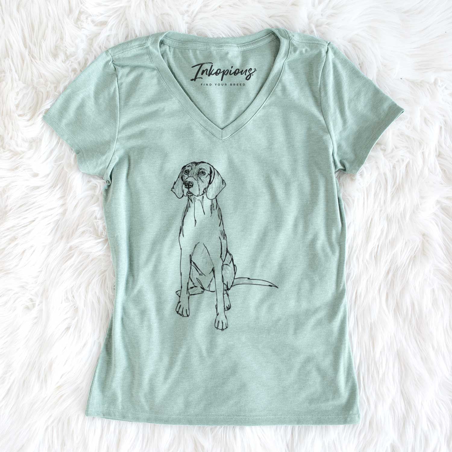 Doodled Rox the American Foxhound - Women's V-neck Shirt