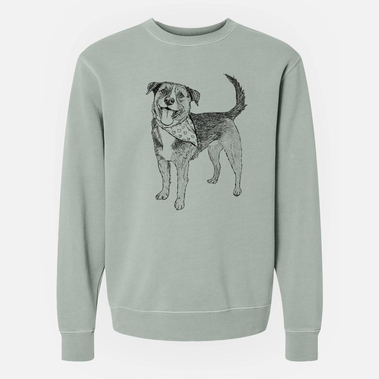 Doodled Roxy the Shepherd Mixed Breed - Unisex Pigment Dyed Crew Sweatshirt