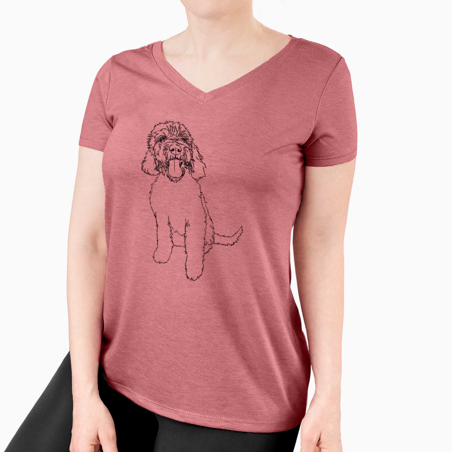 Doodled Ruby the Goldendoodle - Women's V-neck Shirt