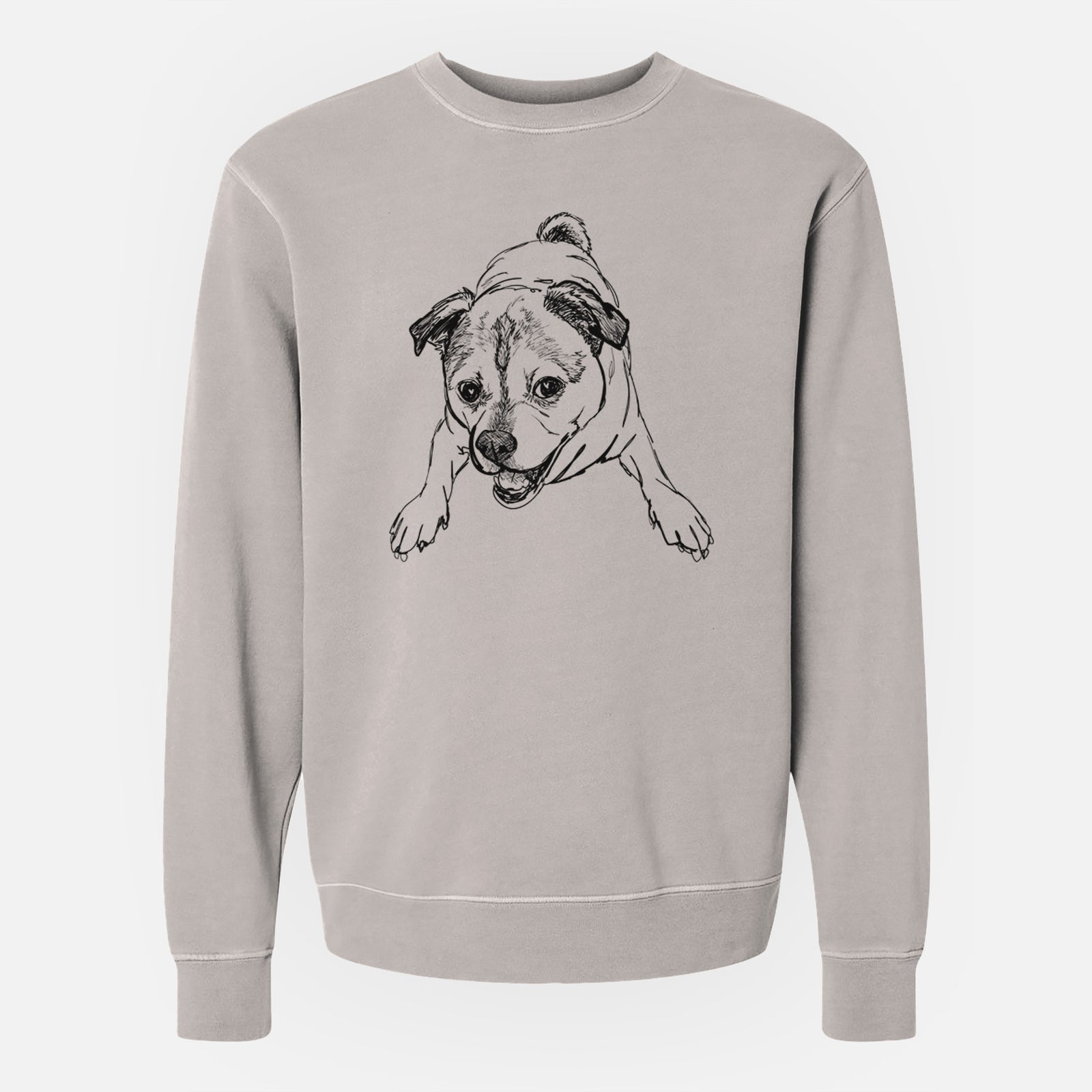 Doodled Rufus the Chug - Unisex Pigment Dyed Crew Sweatshirt