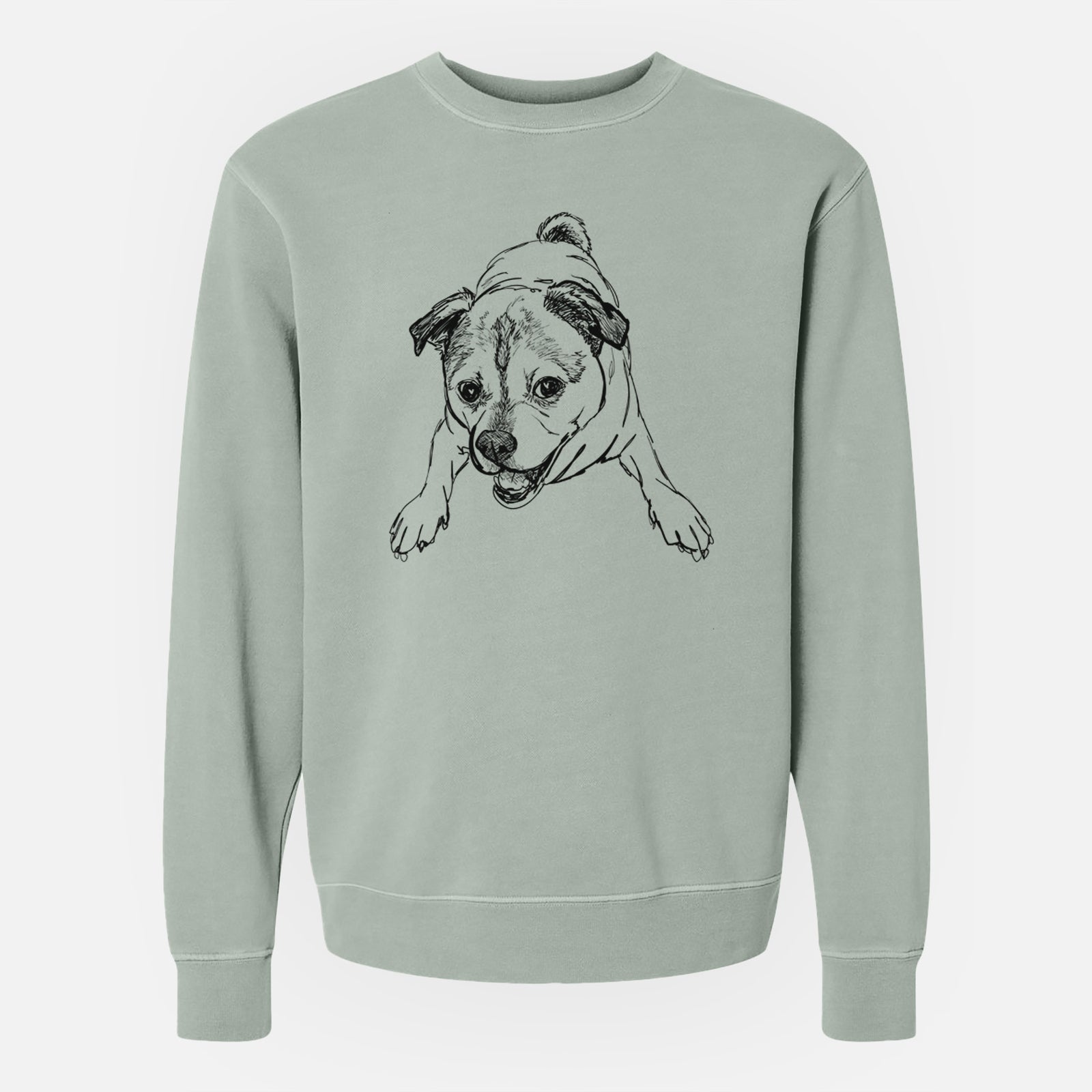 Doodled Rufus the Chug - Unisex Pigment Dyed Crew Sweatshirt