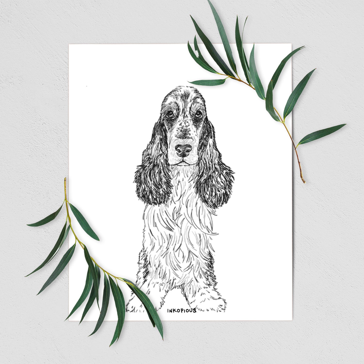 Doodled Rupert the Cocker Spaniel Art Print