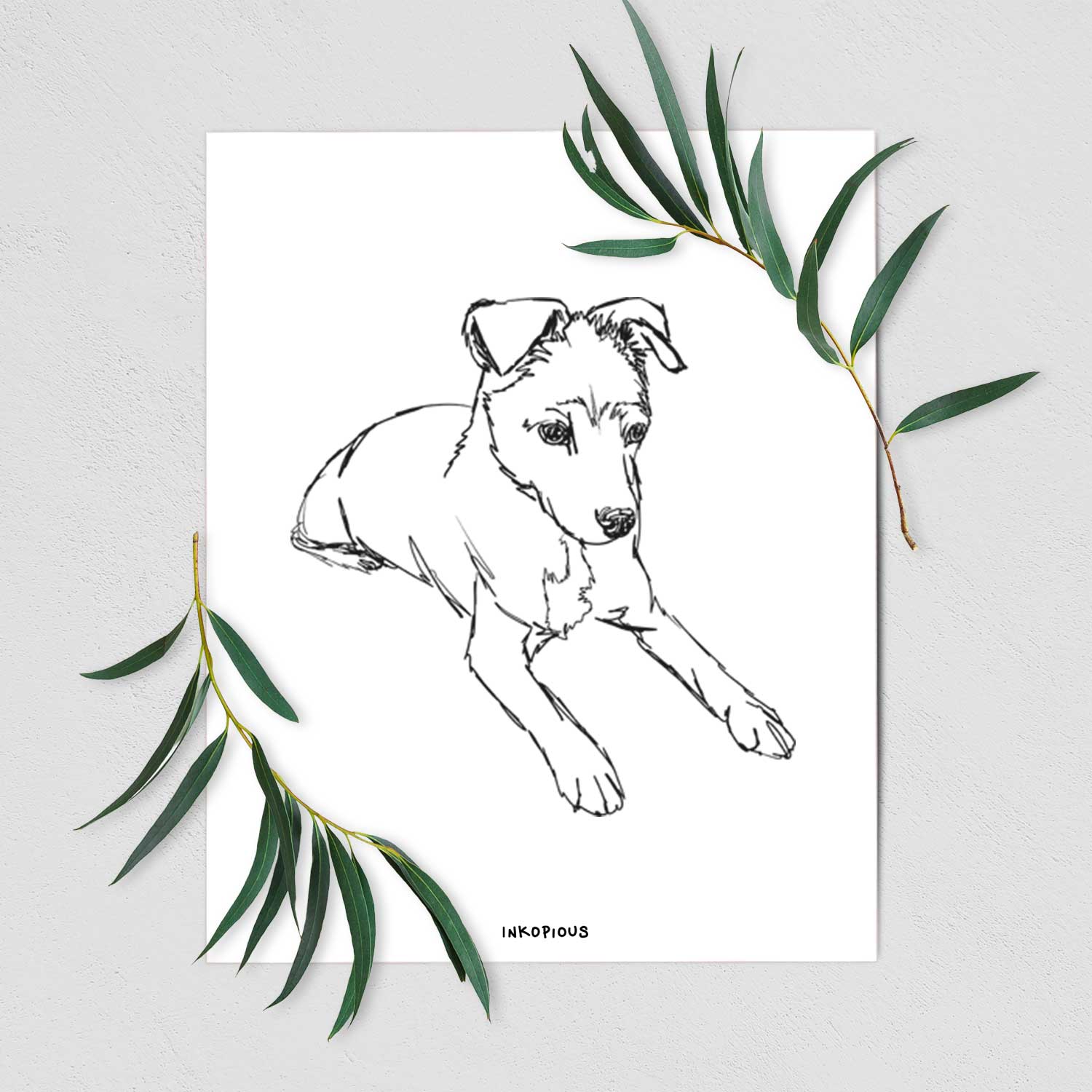 Doodled Rusty the Mixed Breed Art Print