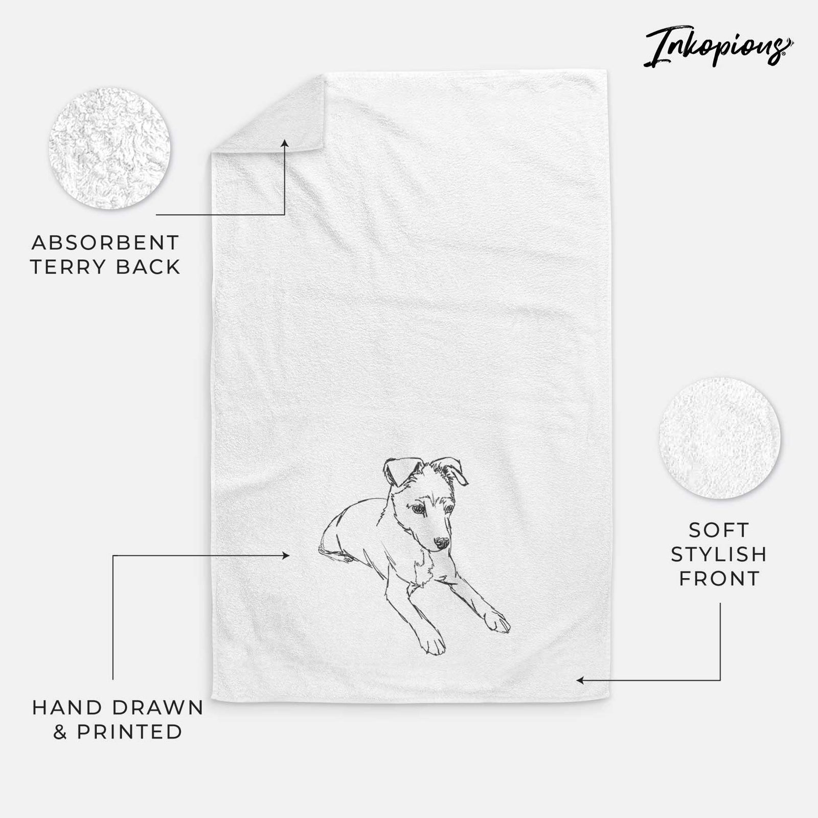 Doodled Rusty the Mixed Breed Decorative Hand Towel