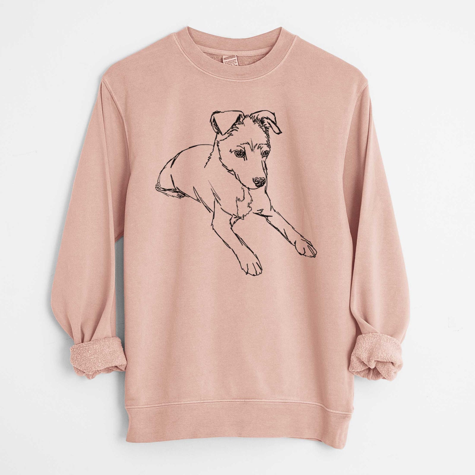 Doodled Rusty the Mixed Breed - Unisex Pigment Dyed Crew Sweatshirt